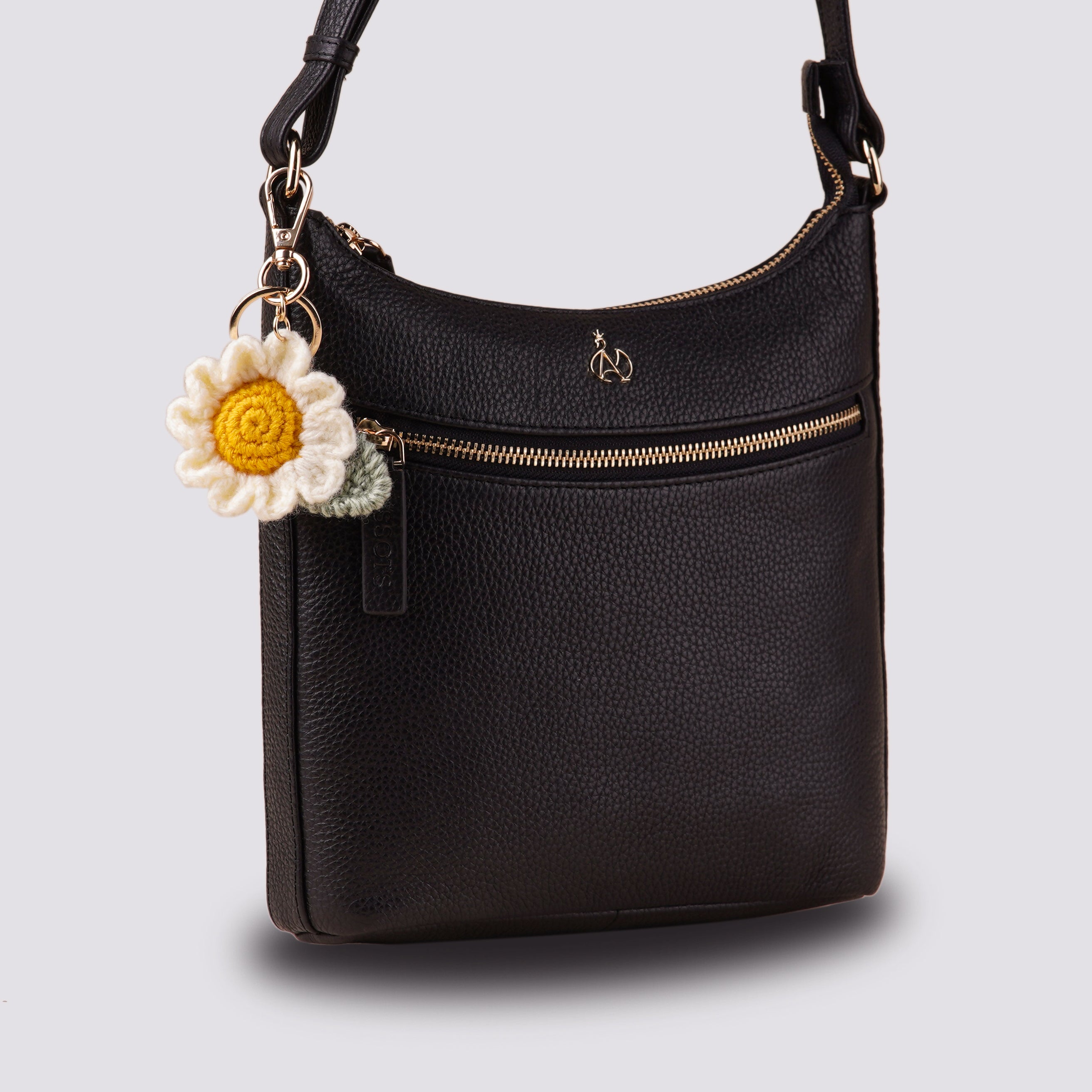 The Daisy Hand Crochet Gold Bag Charm