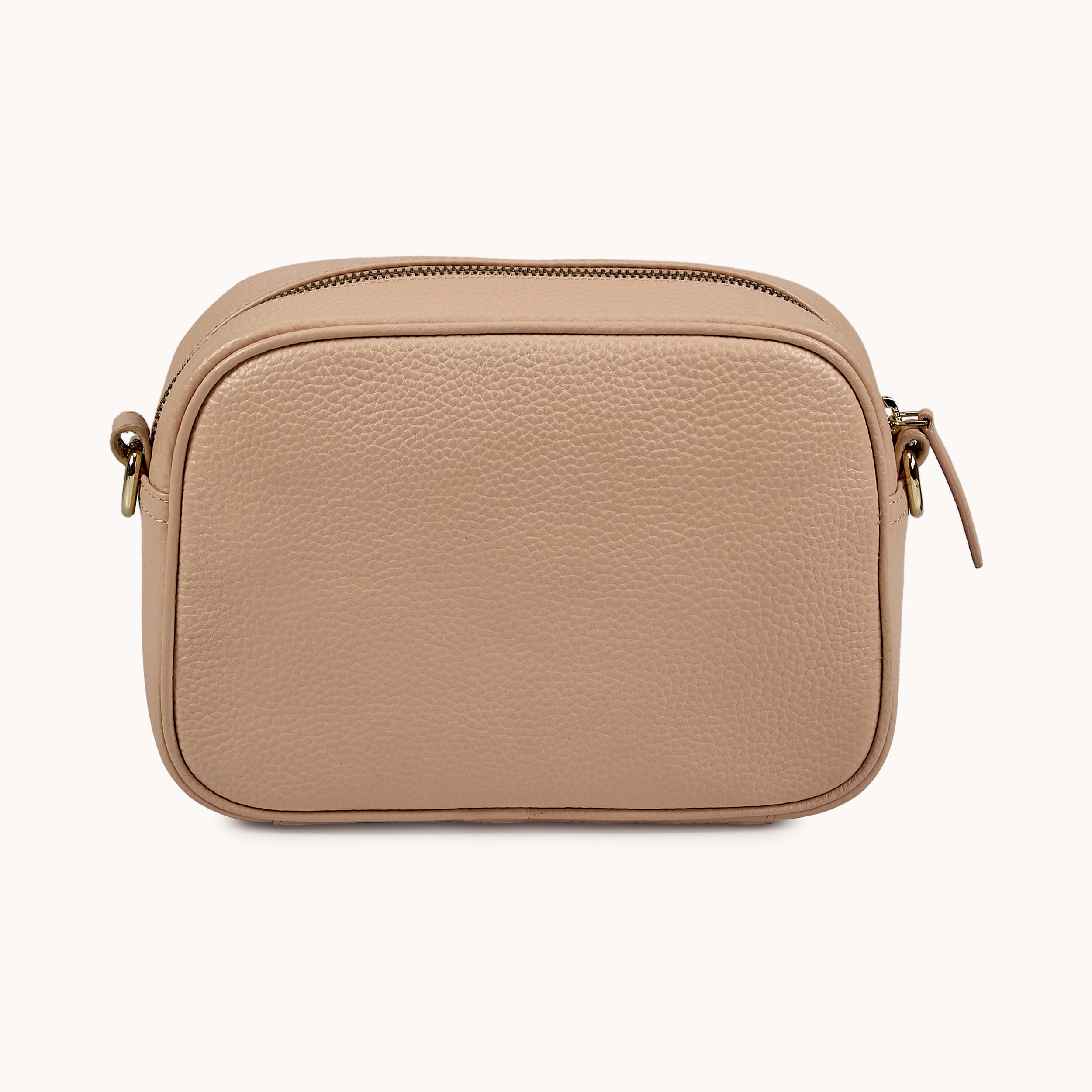 'KENT' Peach Pebble Grain Real Leather Crossbody Bag