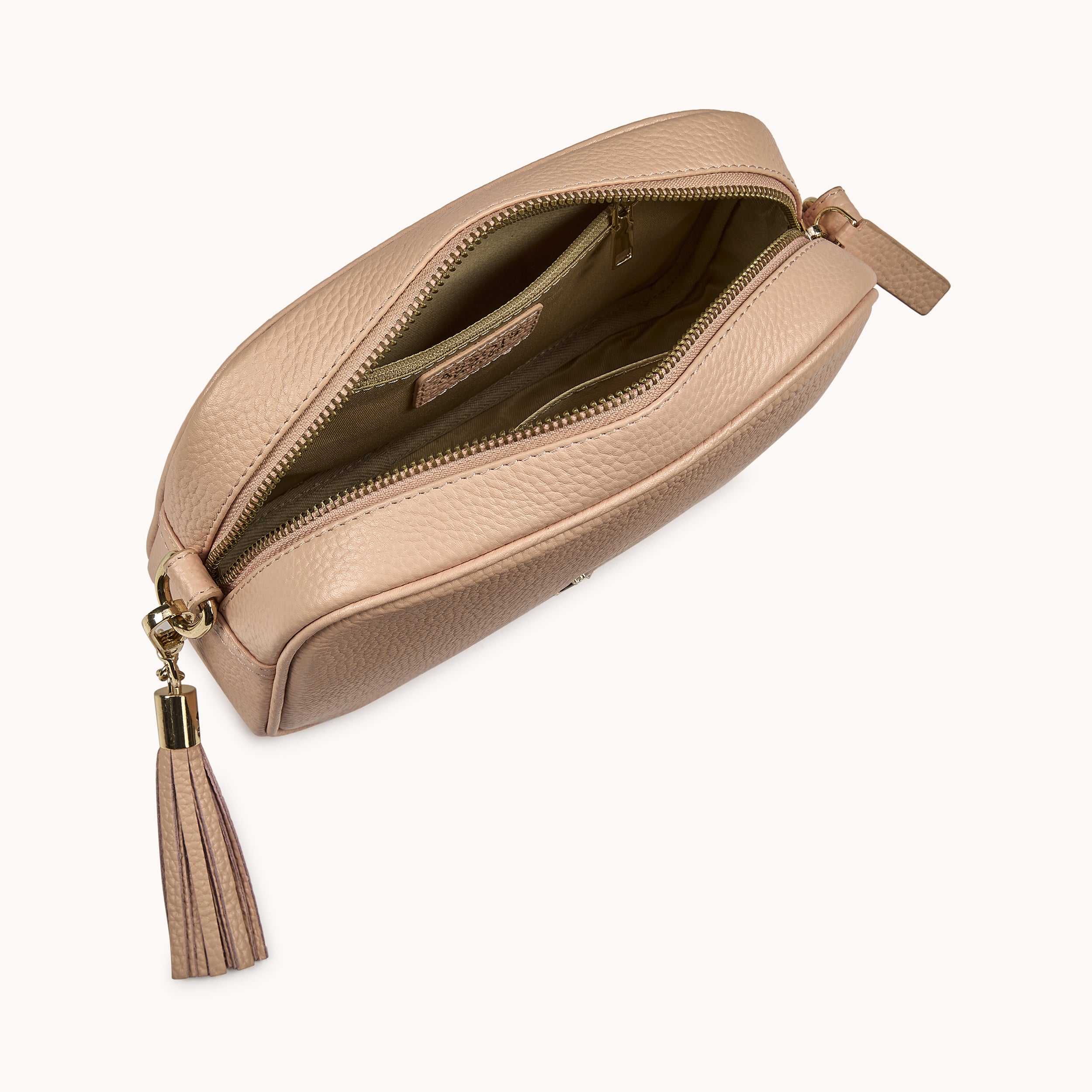'KENT' Peach Pebble Grain Real Leather Crossbody Bag