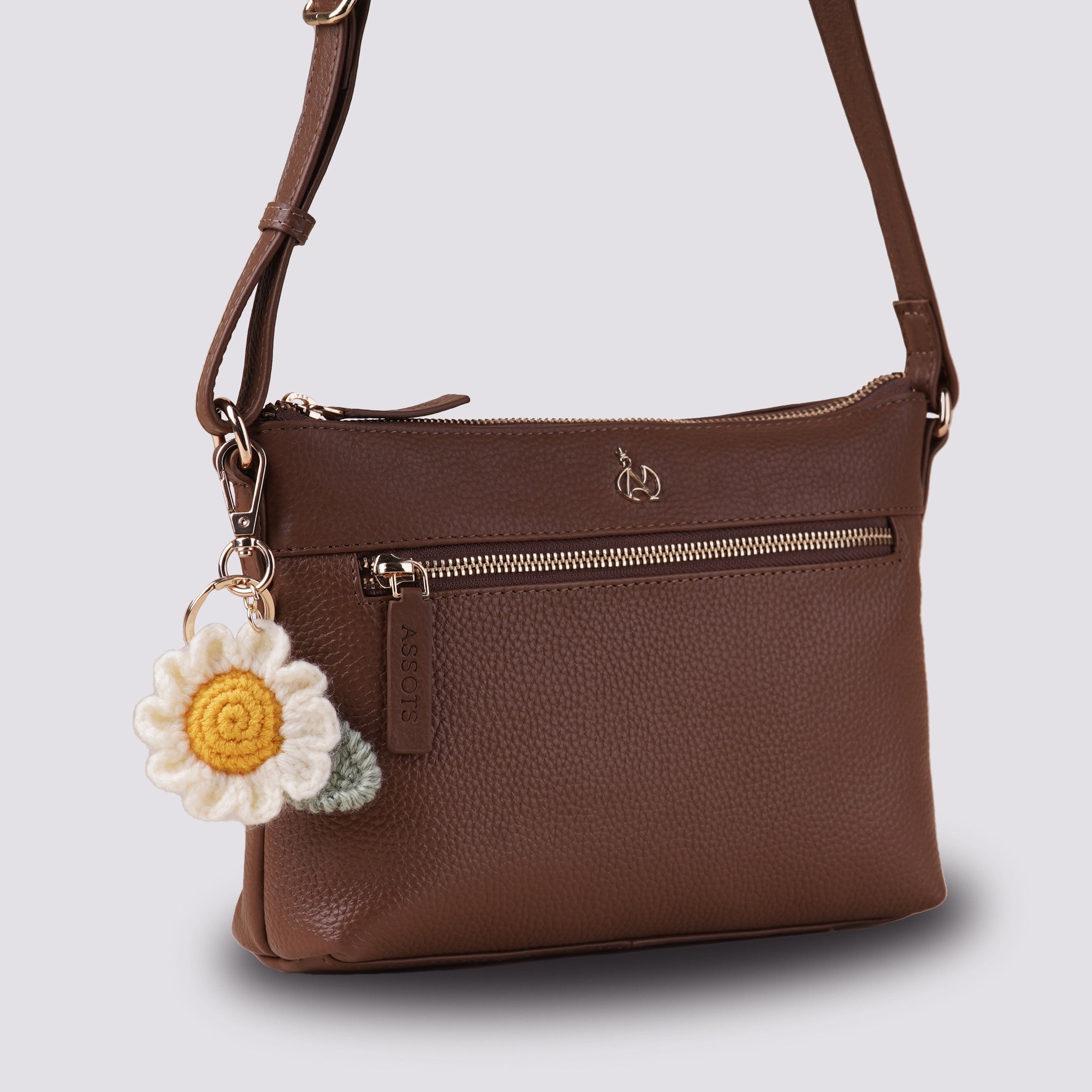 The Daisy Hand Crochet Gold Bag Charm