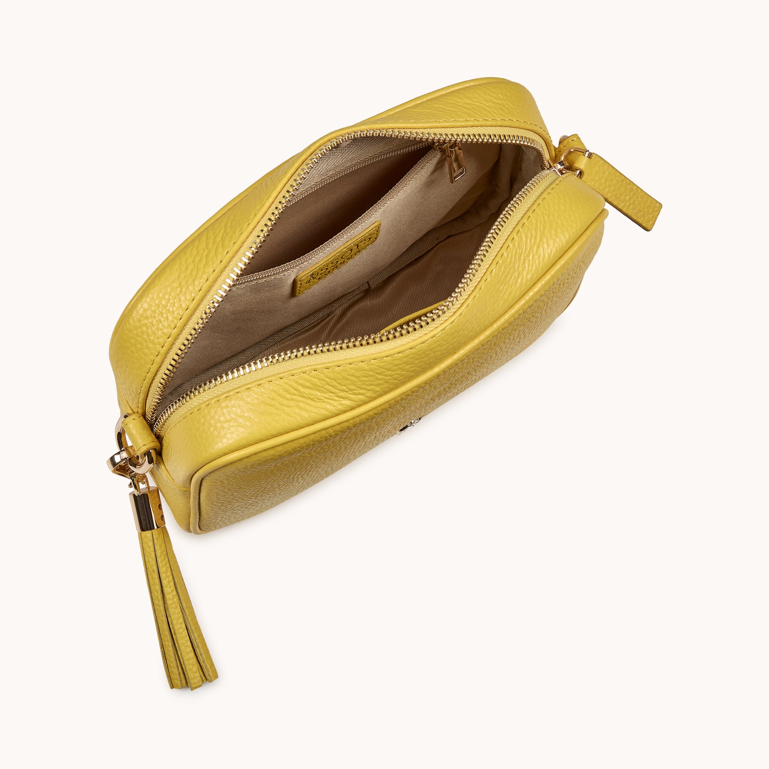 'KENT' Sunflower Pebble Grain Real Leather Crossbody Bag
