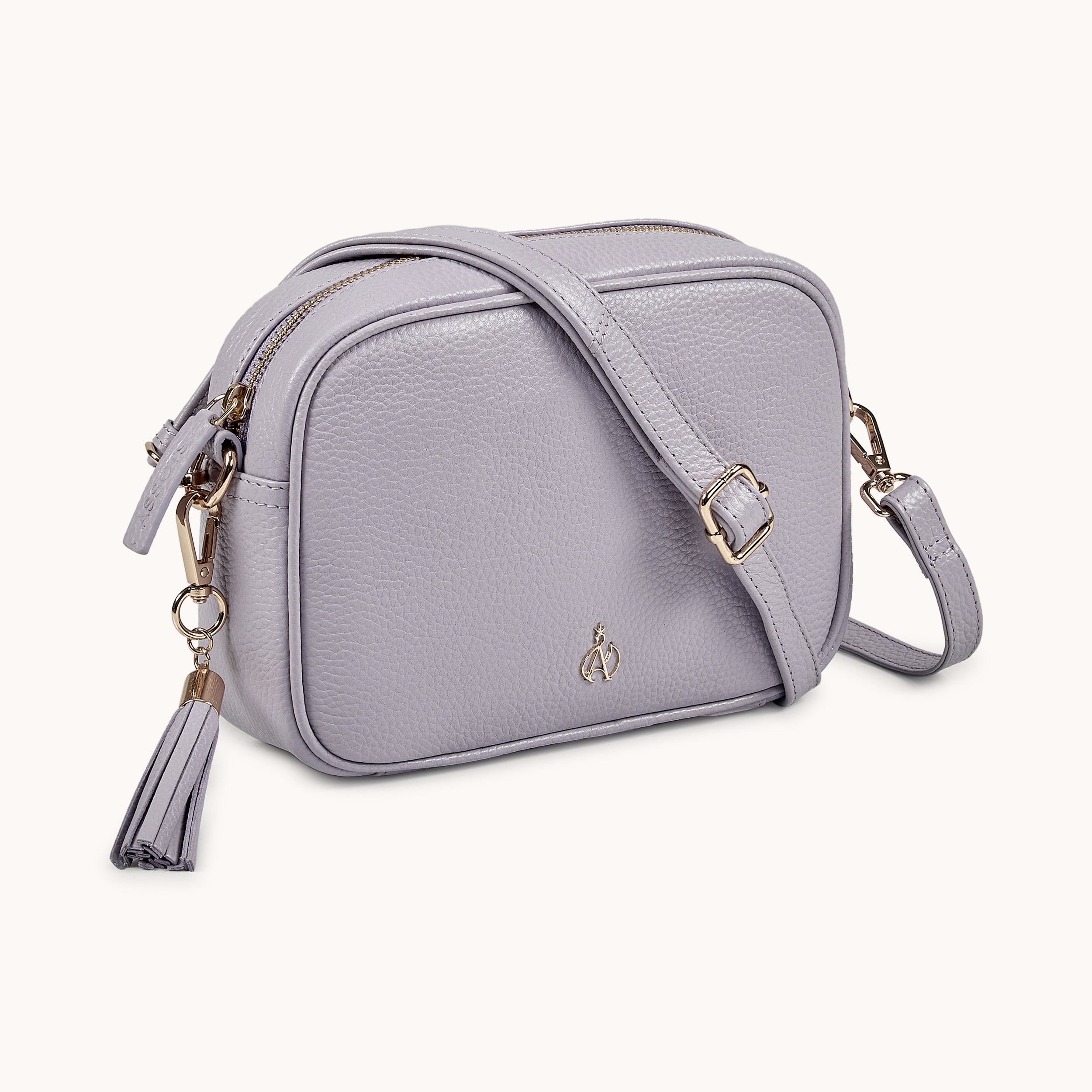 'KENT' Lilac Pebble Grain Real Leather Crossbody Bag