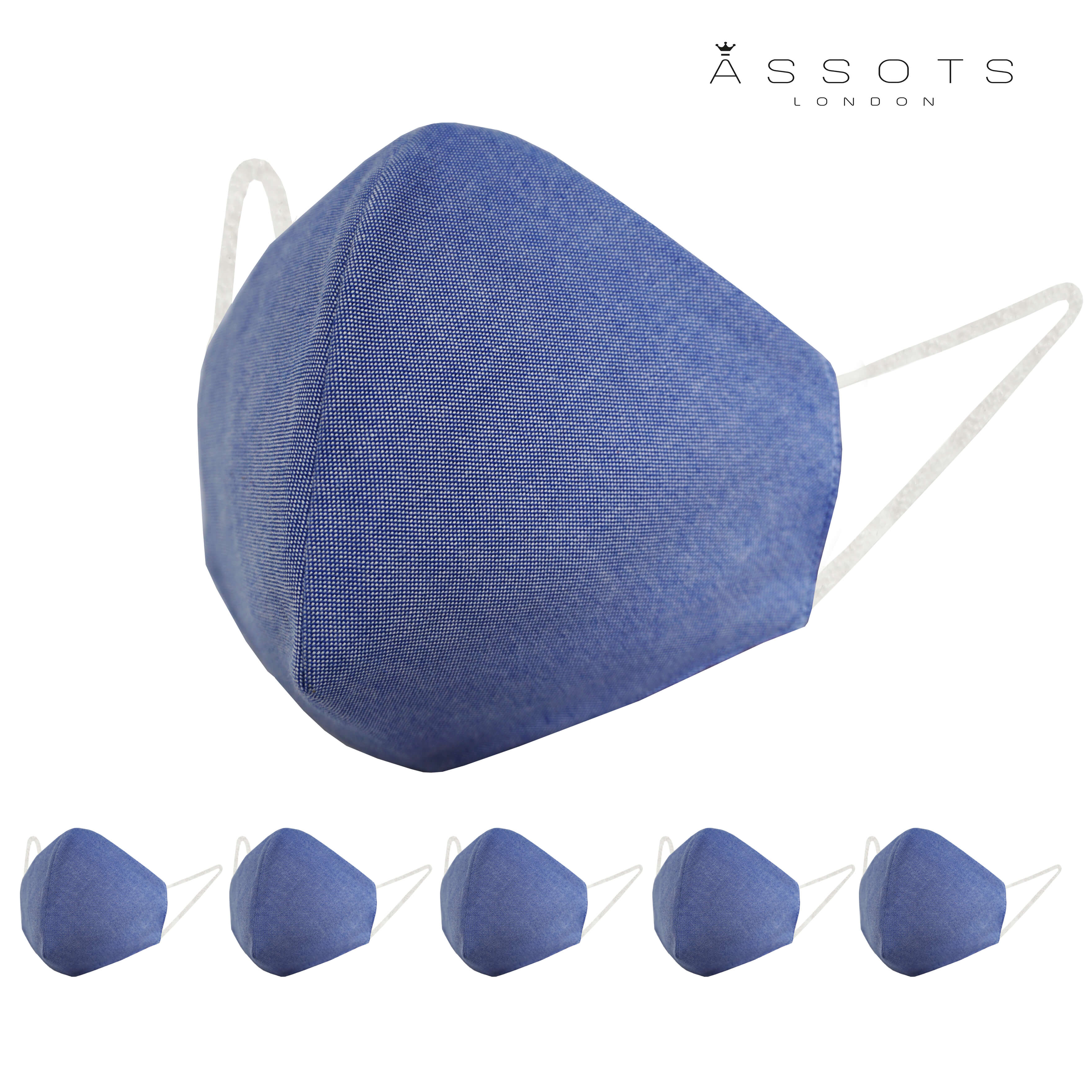 Pack of 3 Pure Cotton 4-layer Protective Premium Unisex Washable Blue Face Mask