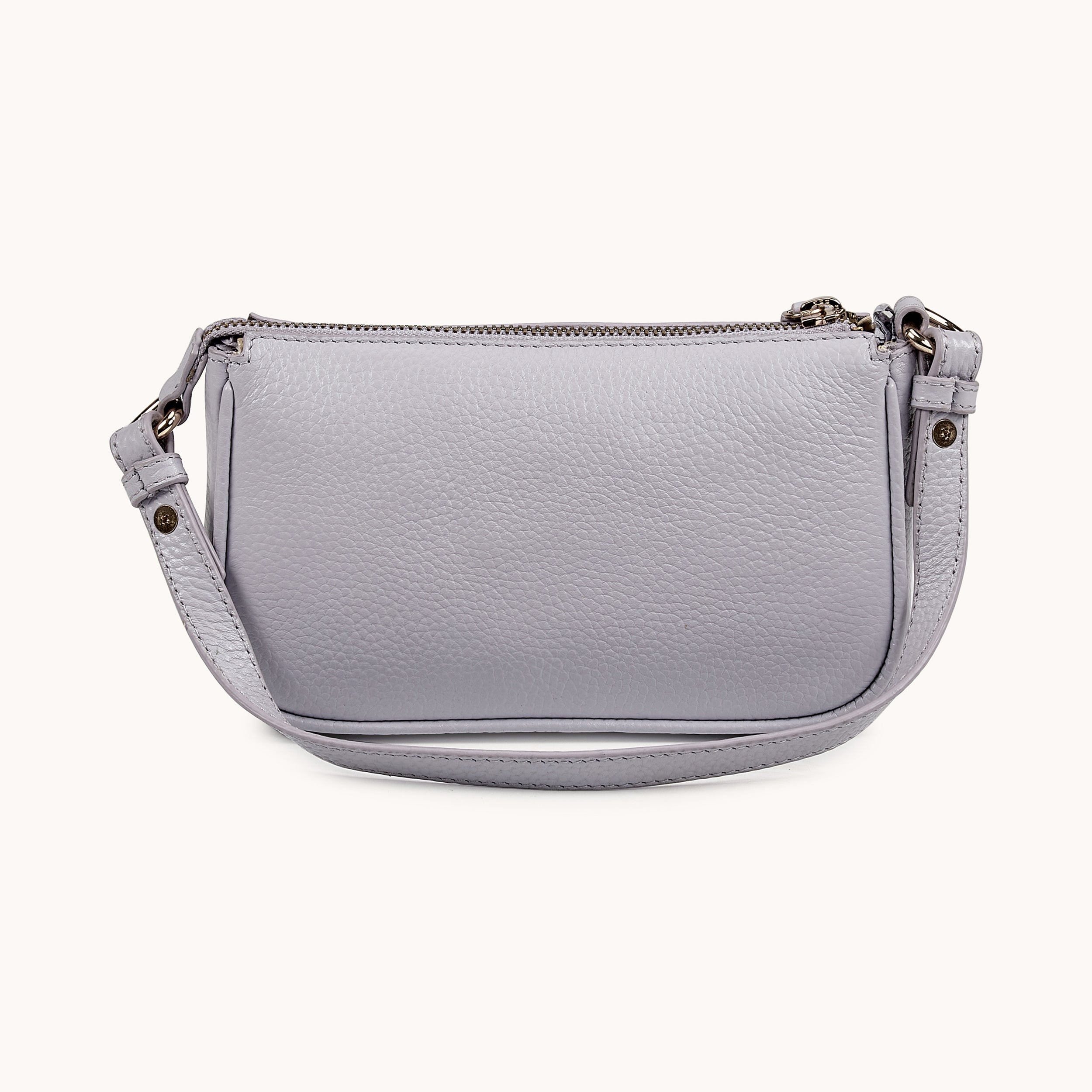 'ROSE' Lilac Pebble Grain Real Leather Shoulder Bag