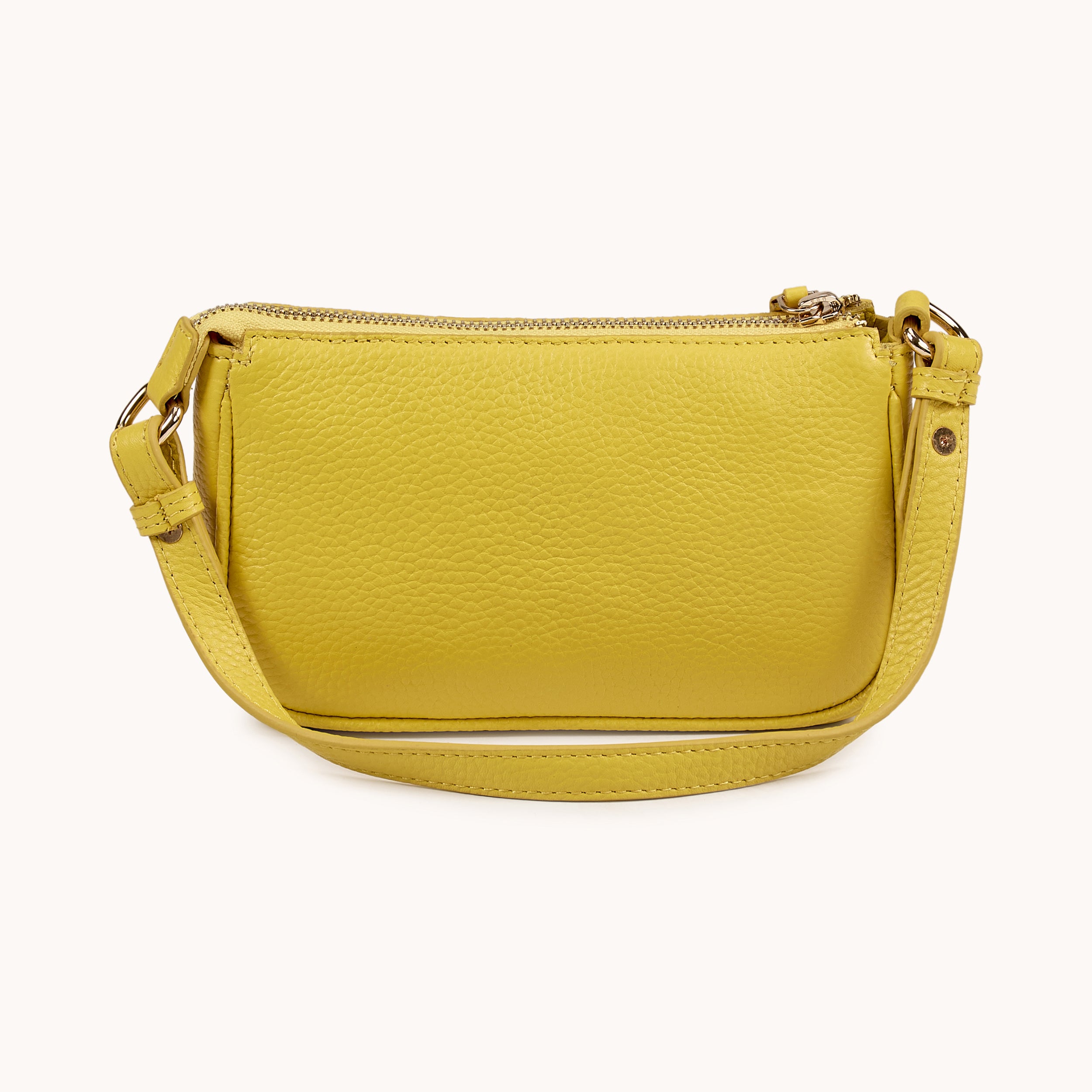 'ROSE' Sunflower Pebble Grain Real Leather Shoulder Bag