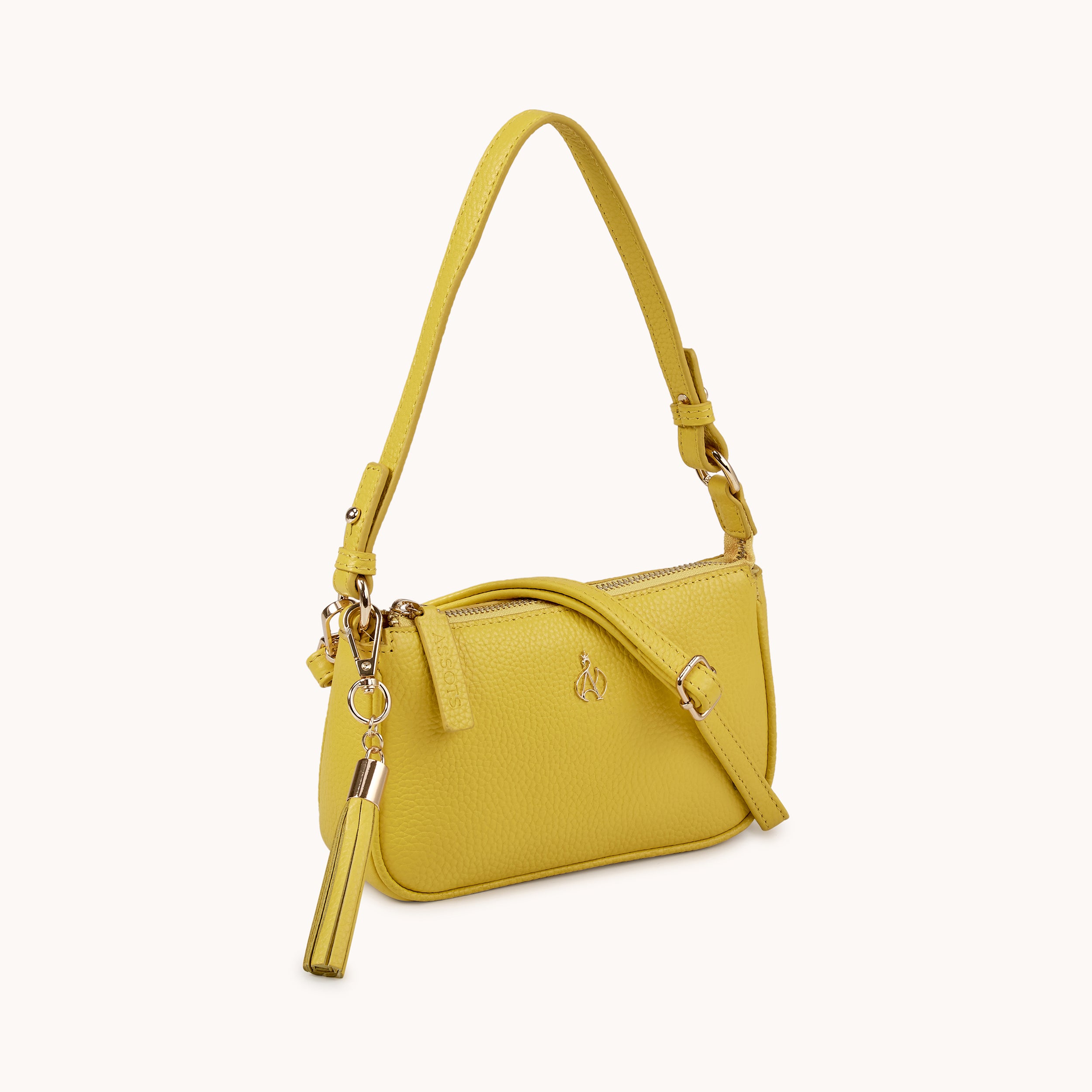 'ROSE' Sunflower Pebble Grain Real Leather Shoulder Bag