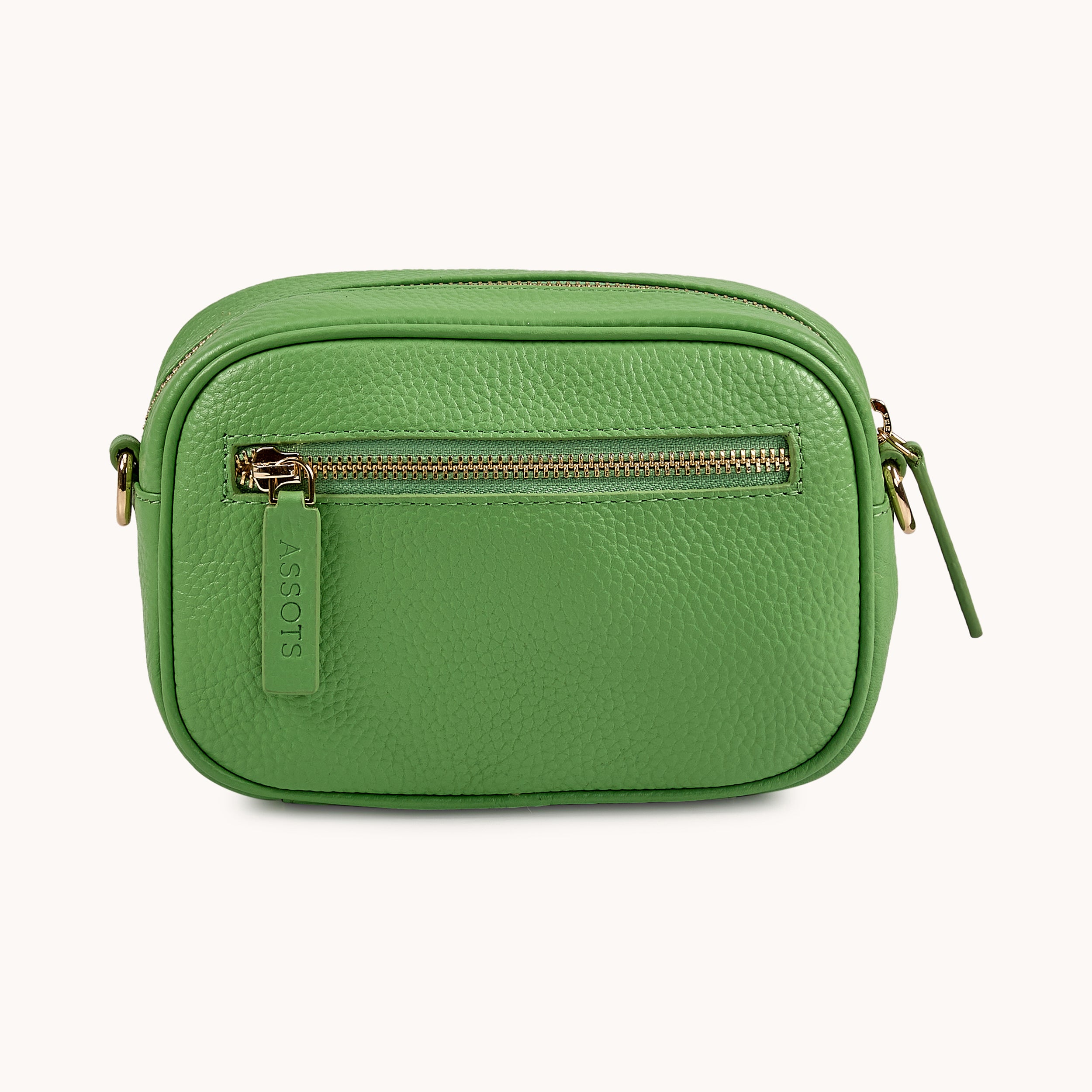 'HACKNEY MINI' Matcha Green Pebble Grain Real Leather Crossbody Bag