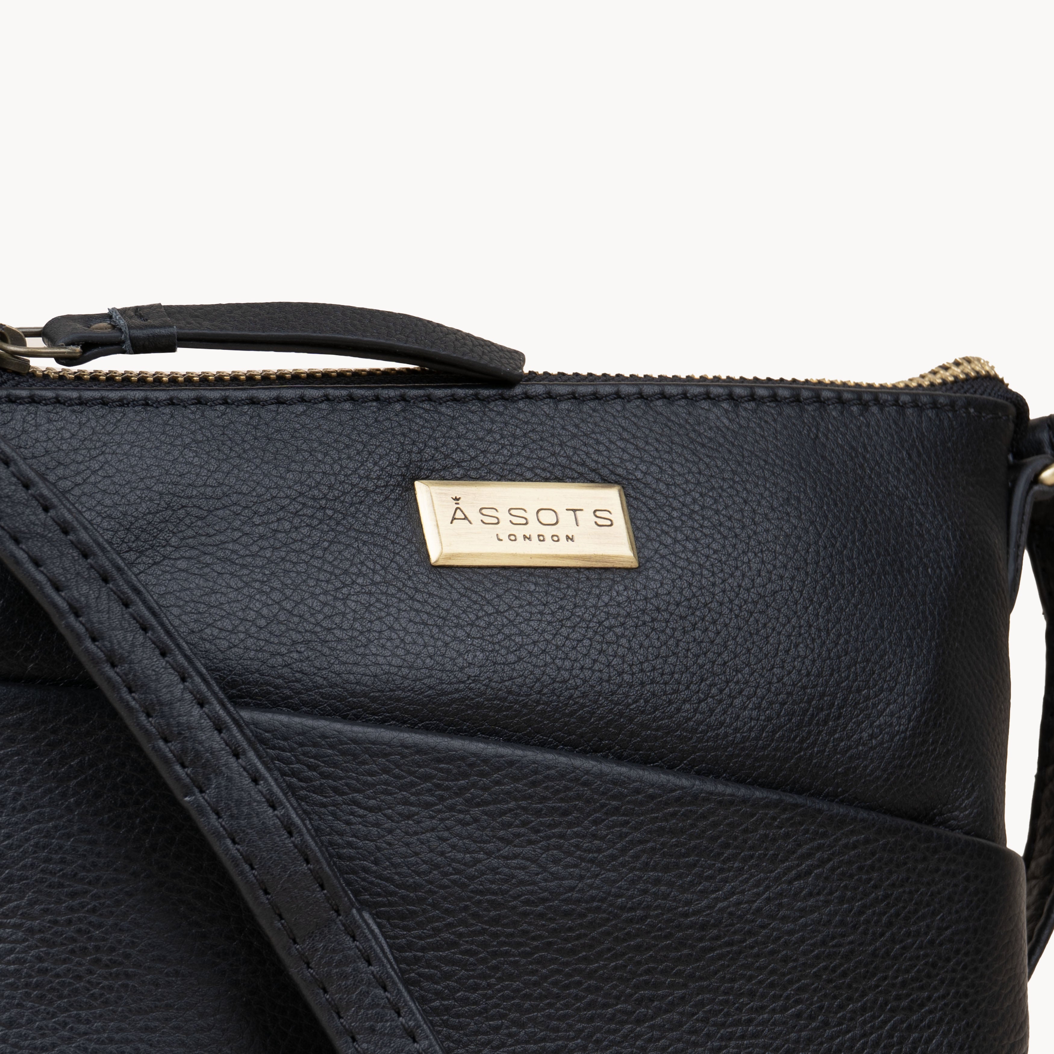 'LINBY' Black Pebble Grain Leather Crossbody Bag