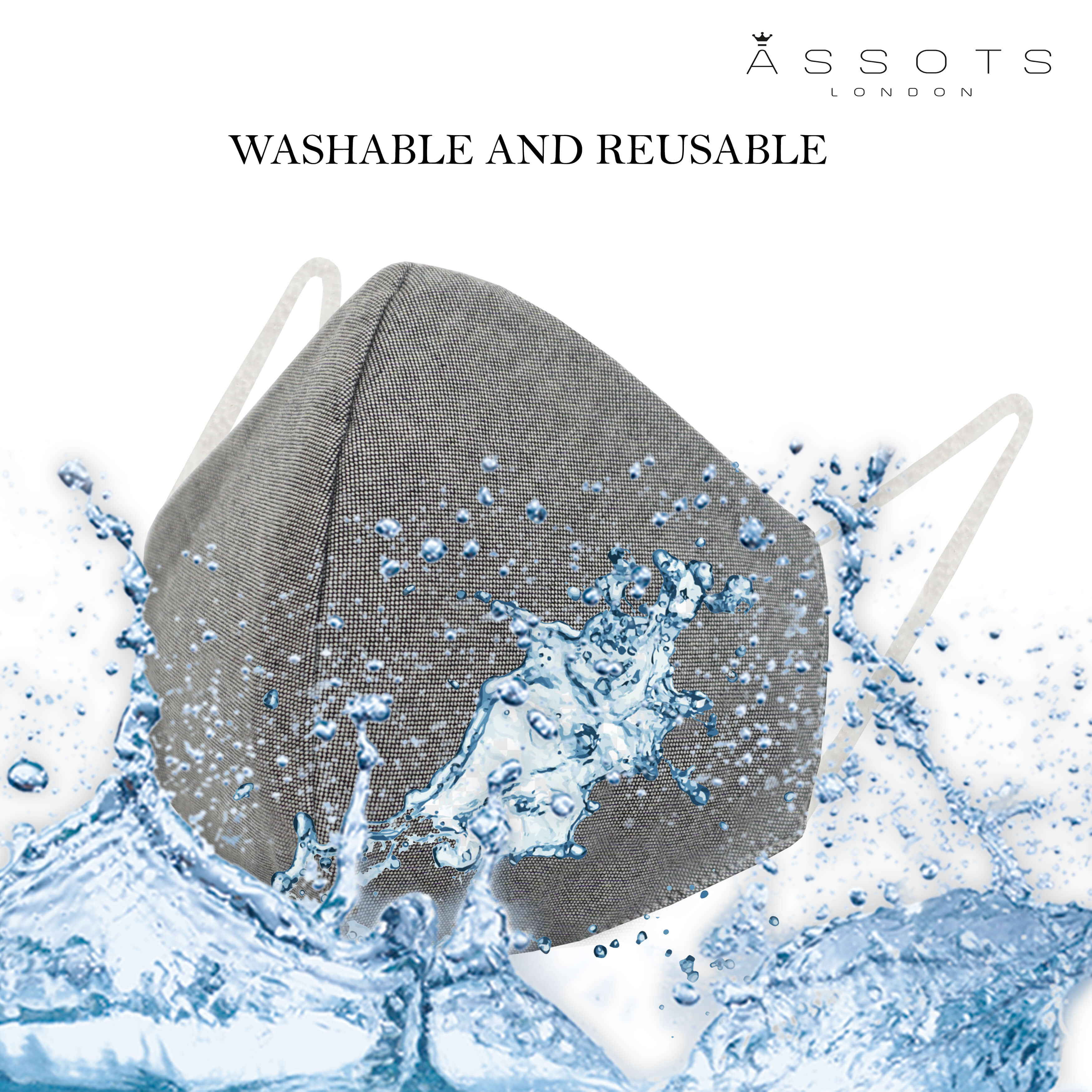 Pack of 3 Pure Cotton 4-layer Protective Premium Unisex Washable Grey Face Mask