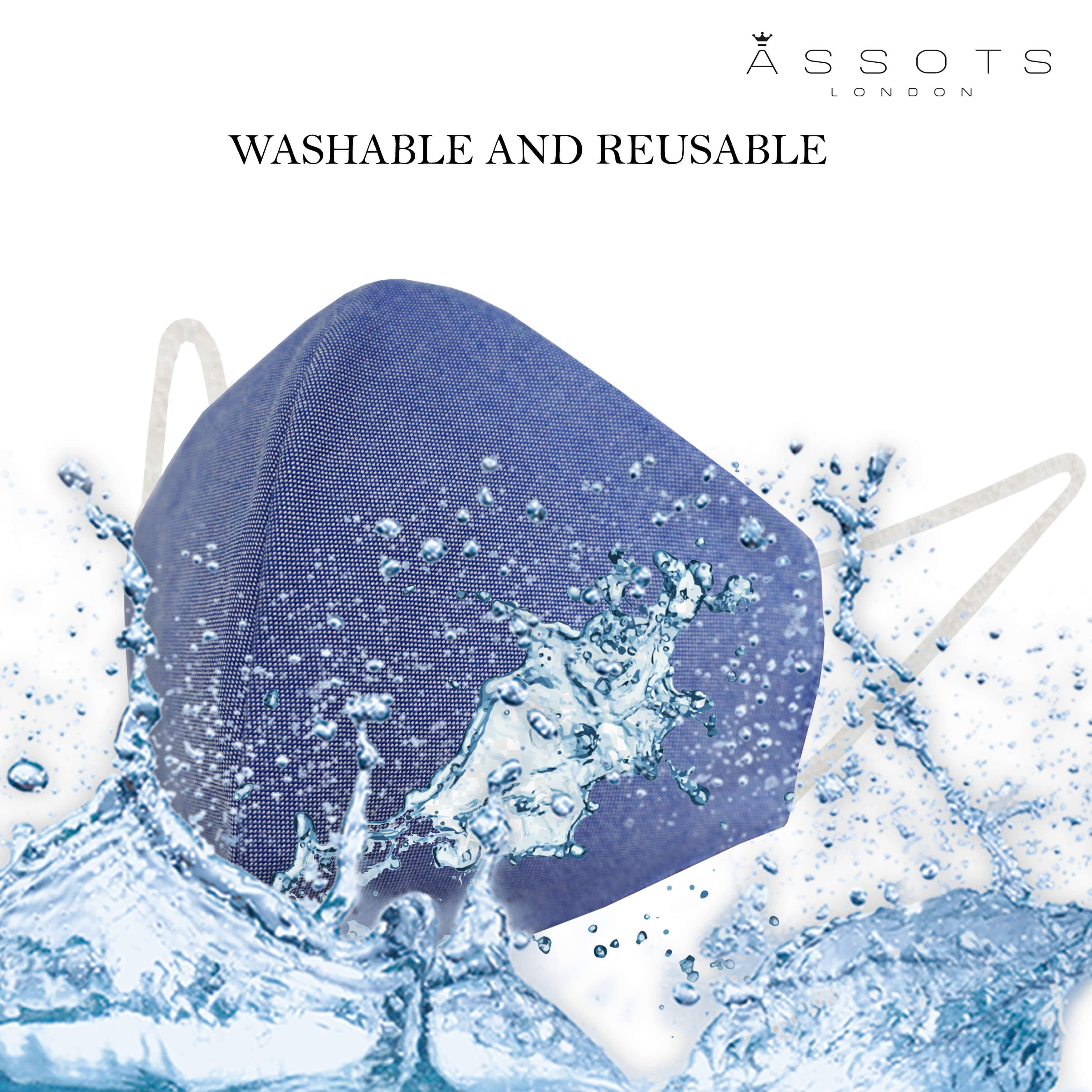 Pack of 3 Pure Cotton 4-layer Protective Premium Unisex Washable Blue Face Mask