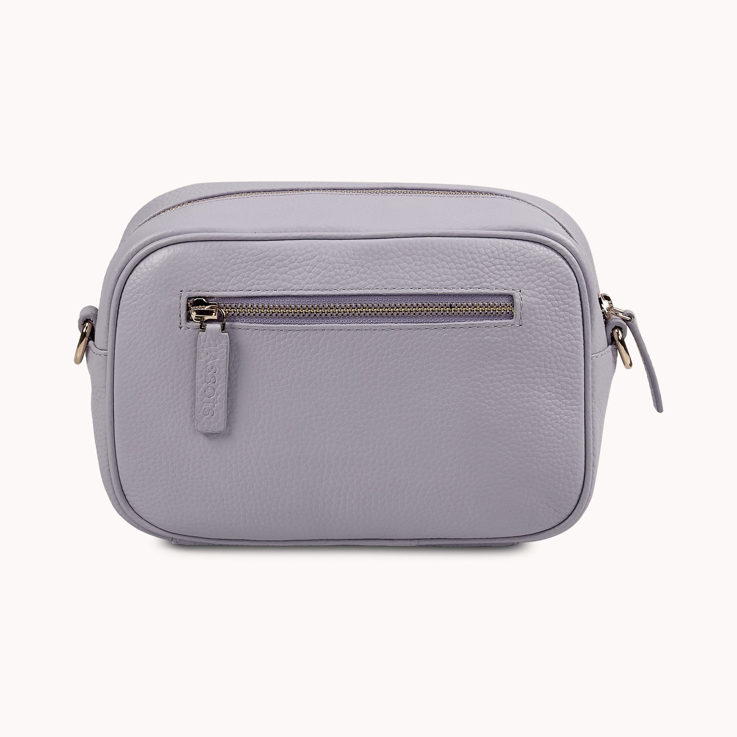 'HACKNEY' Lilac Pebble Grain Real Leather Crossbody Bag