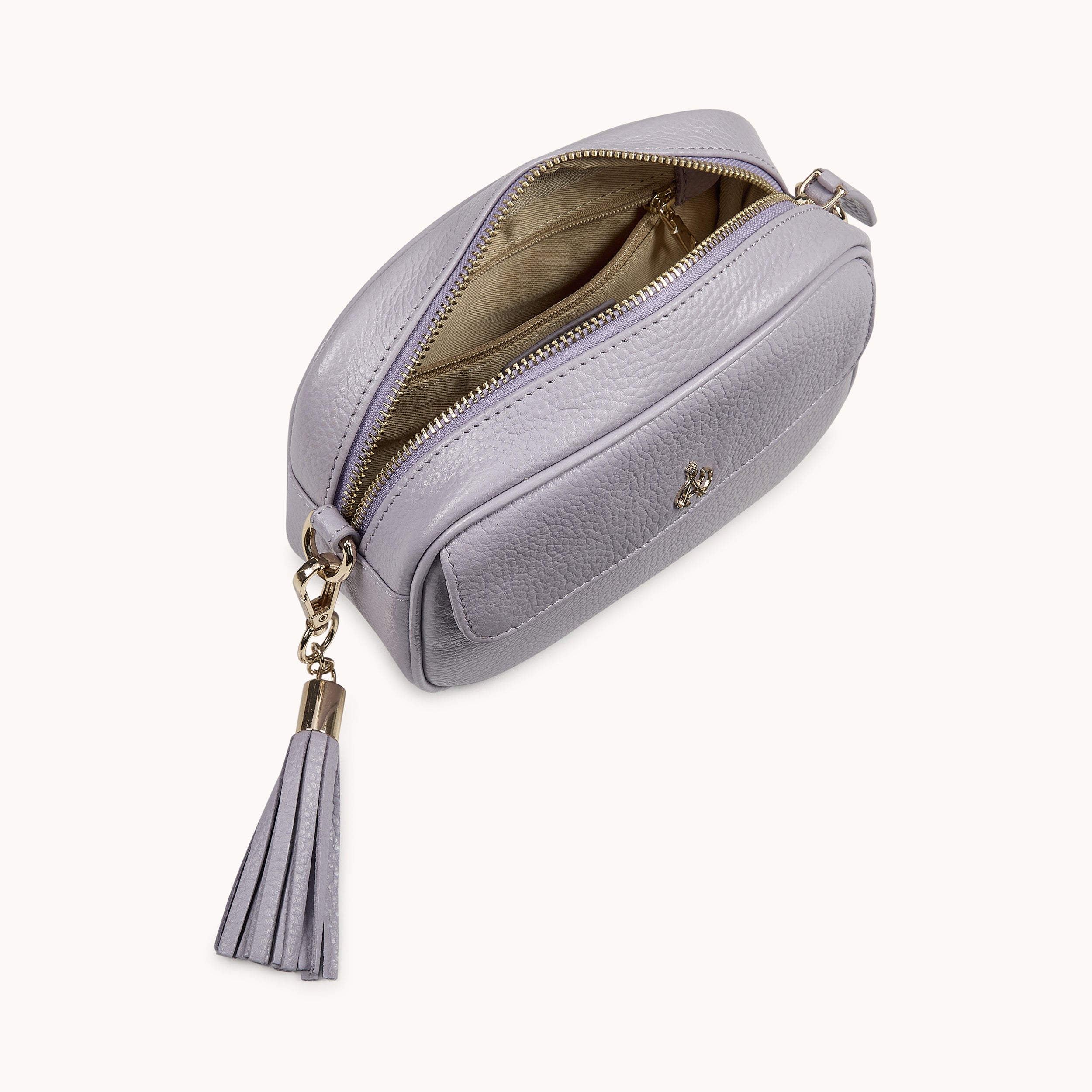'HACKNEY MINI' Lilac Pebble Grain Real Leather Crossbody Bag