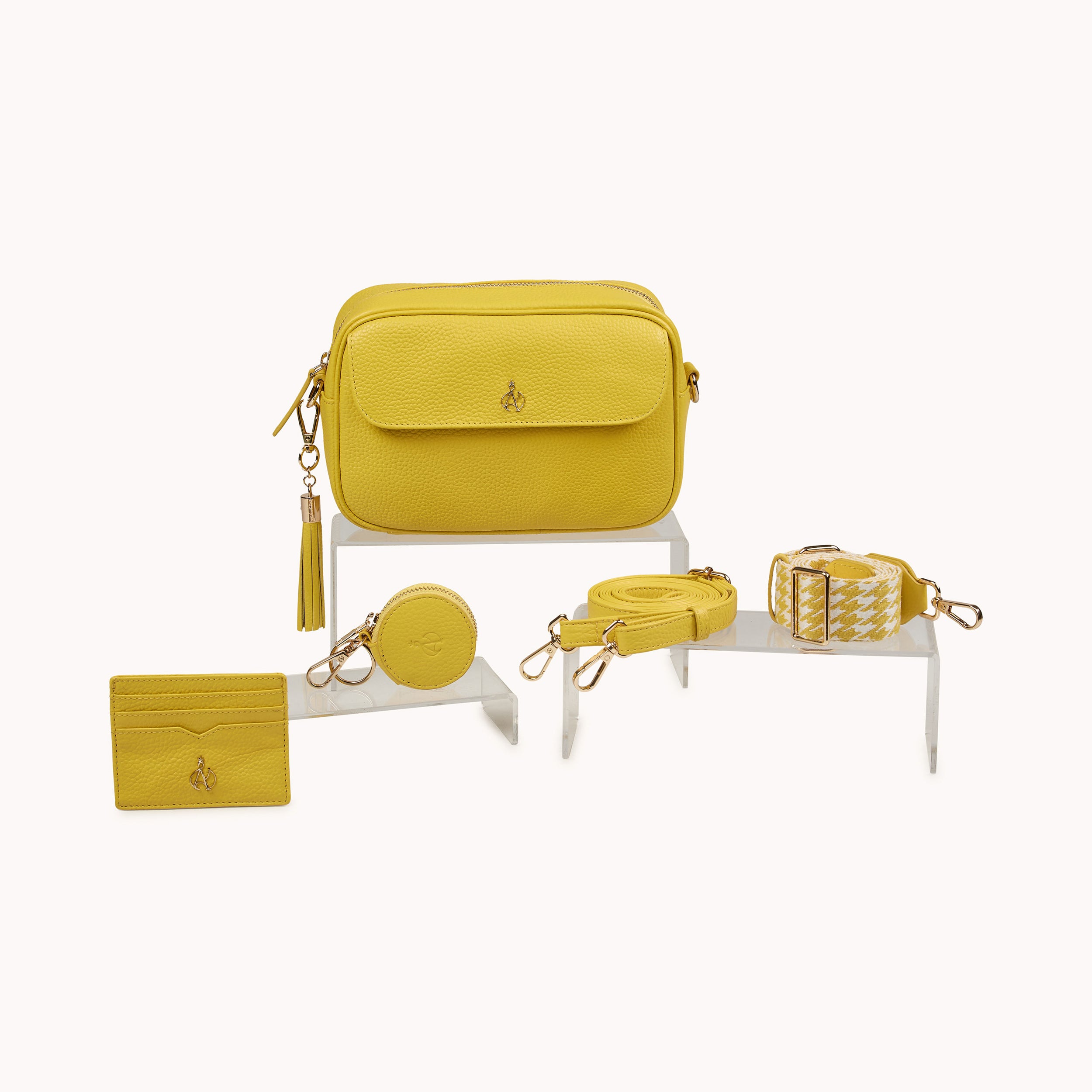 'HACKNEY' Sunflower Pebble Grain Real Leather Crossbody Bag