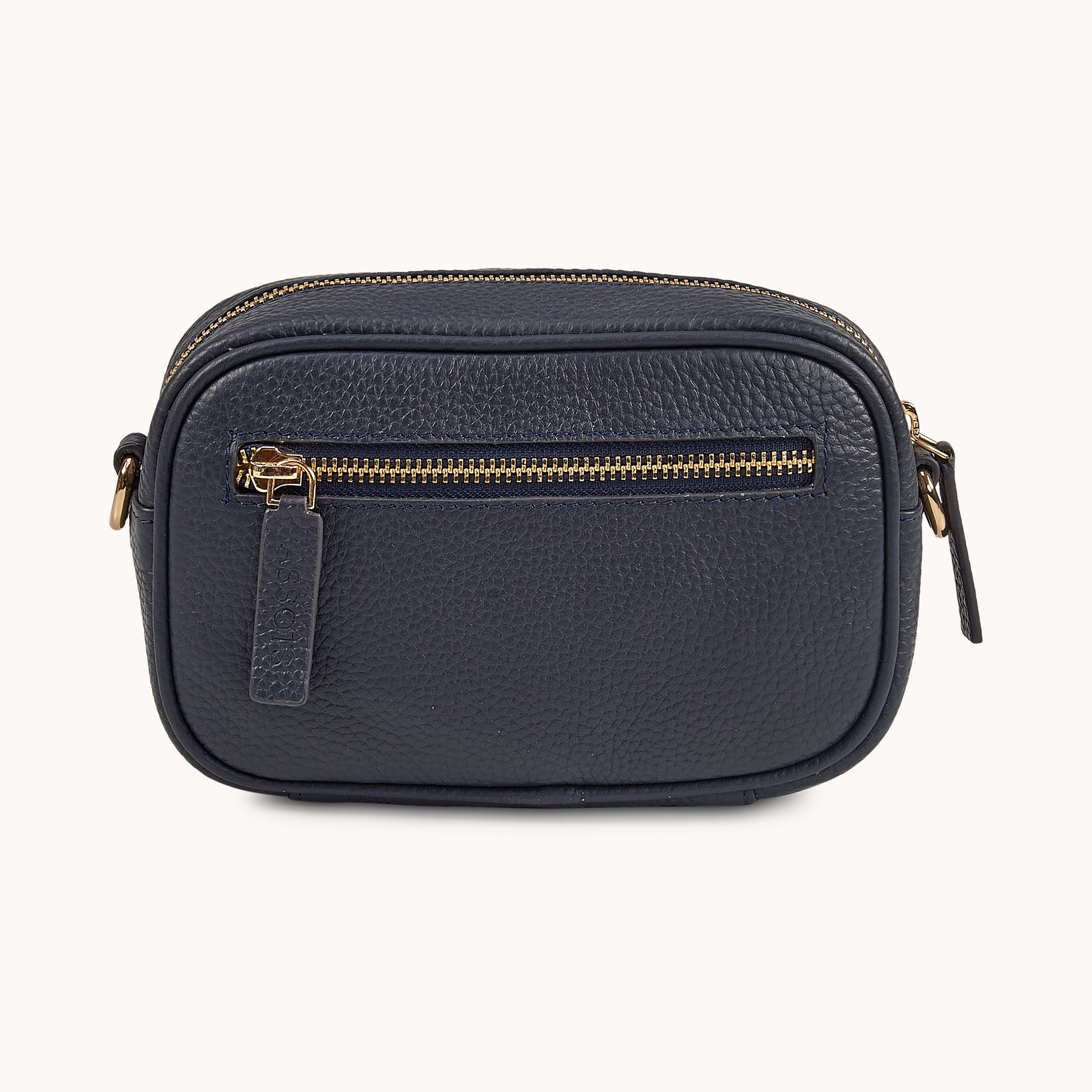 'HACKNEY MINI' Navy Pebble Grain Real Leather Crossbody Bag