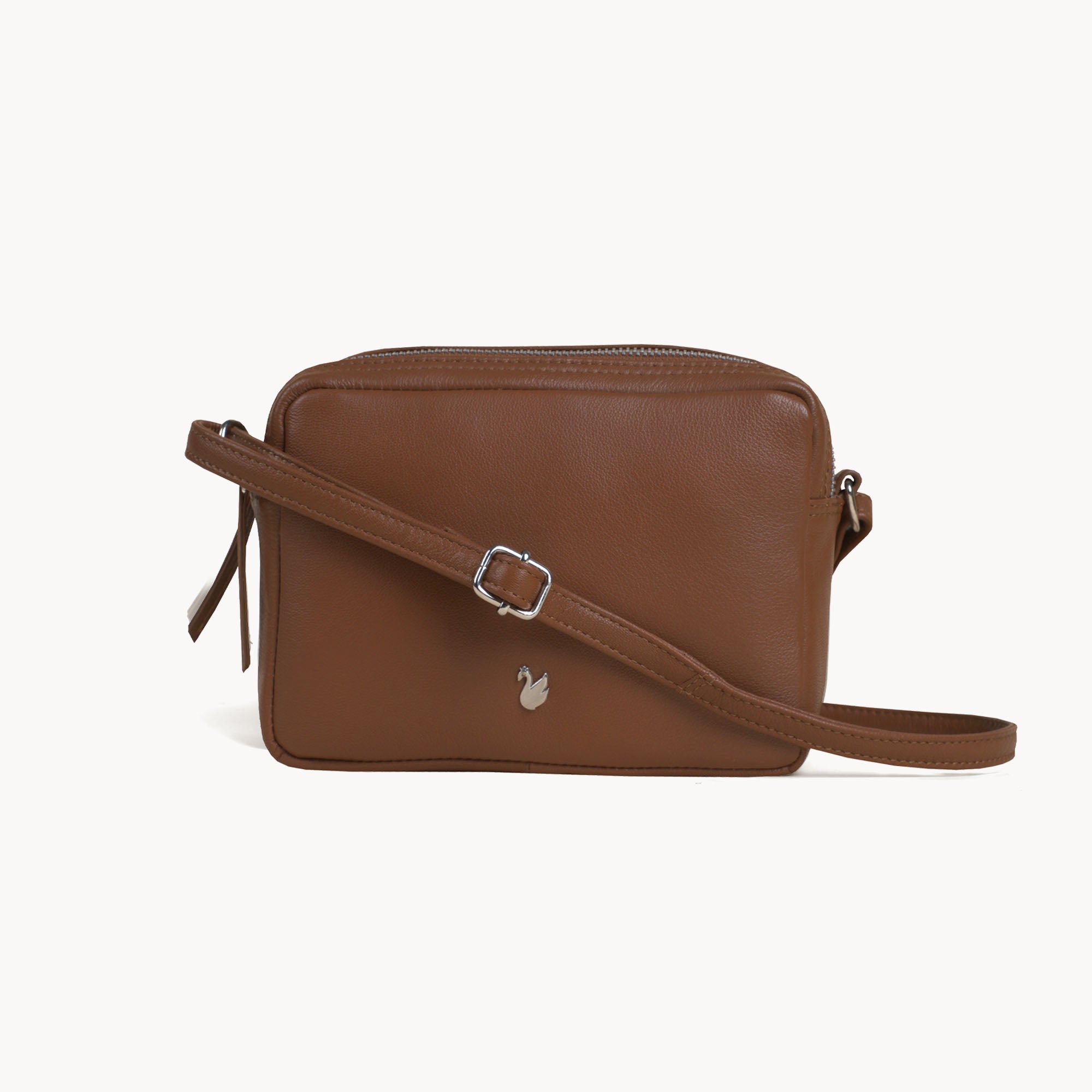 'AVON' Tan Soft Nappa Full Grain Real Leather Crossbody Bag