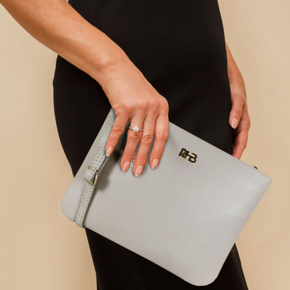 'SOPHIA' Shell Nude Pebble Grain Zip Top Leather Crossbody Bag