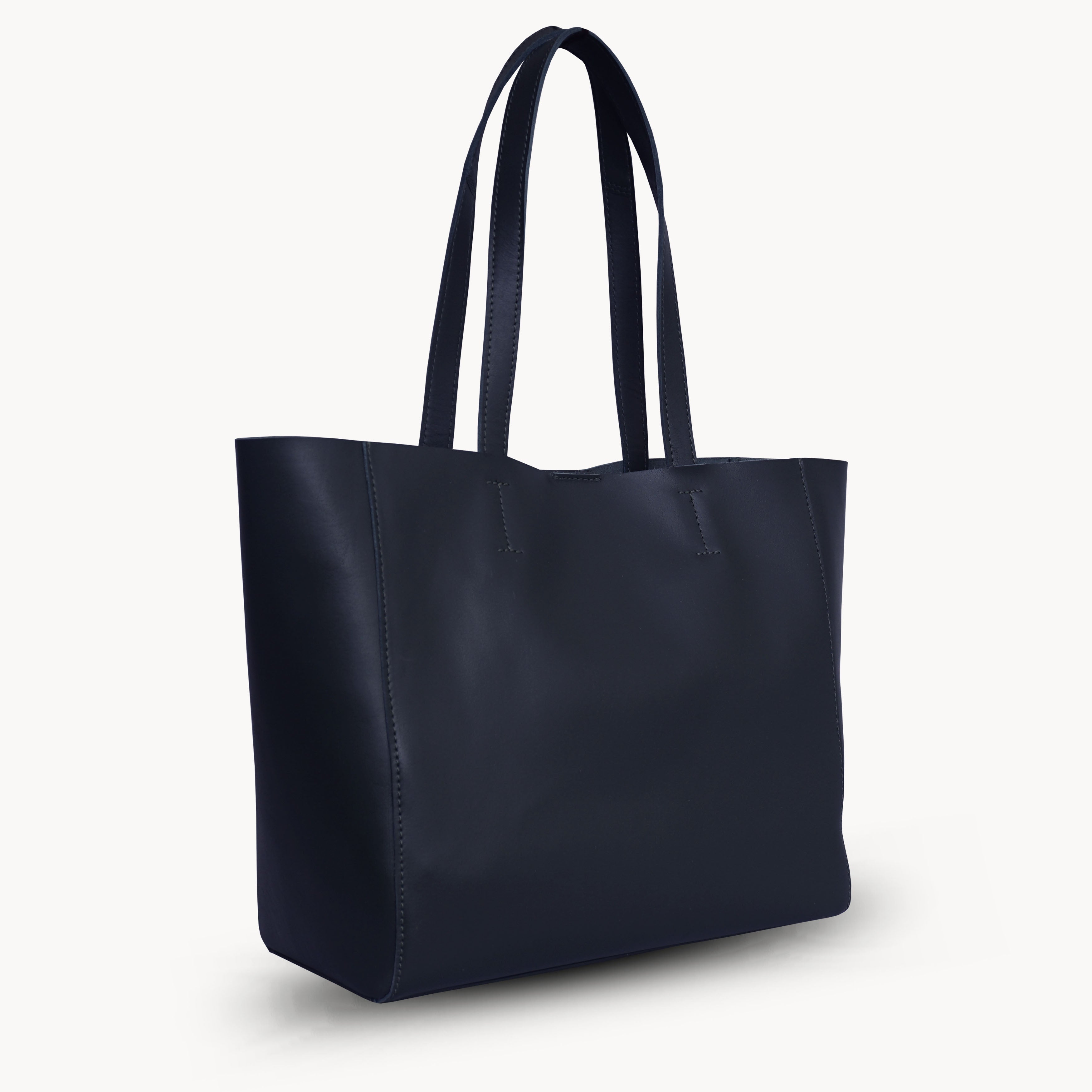 'ABINGDON' Navy Real Leather Designer Tote Bag