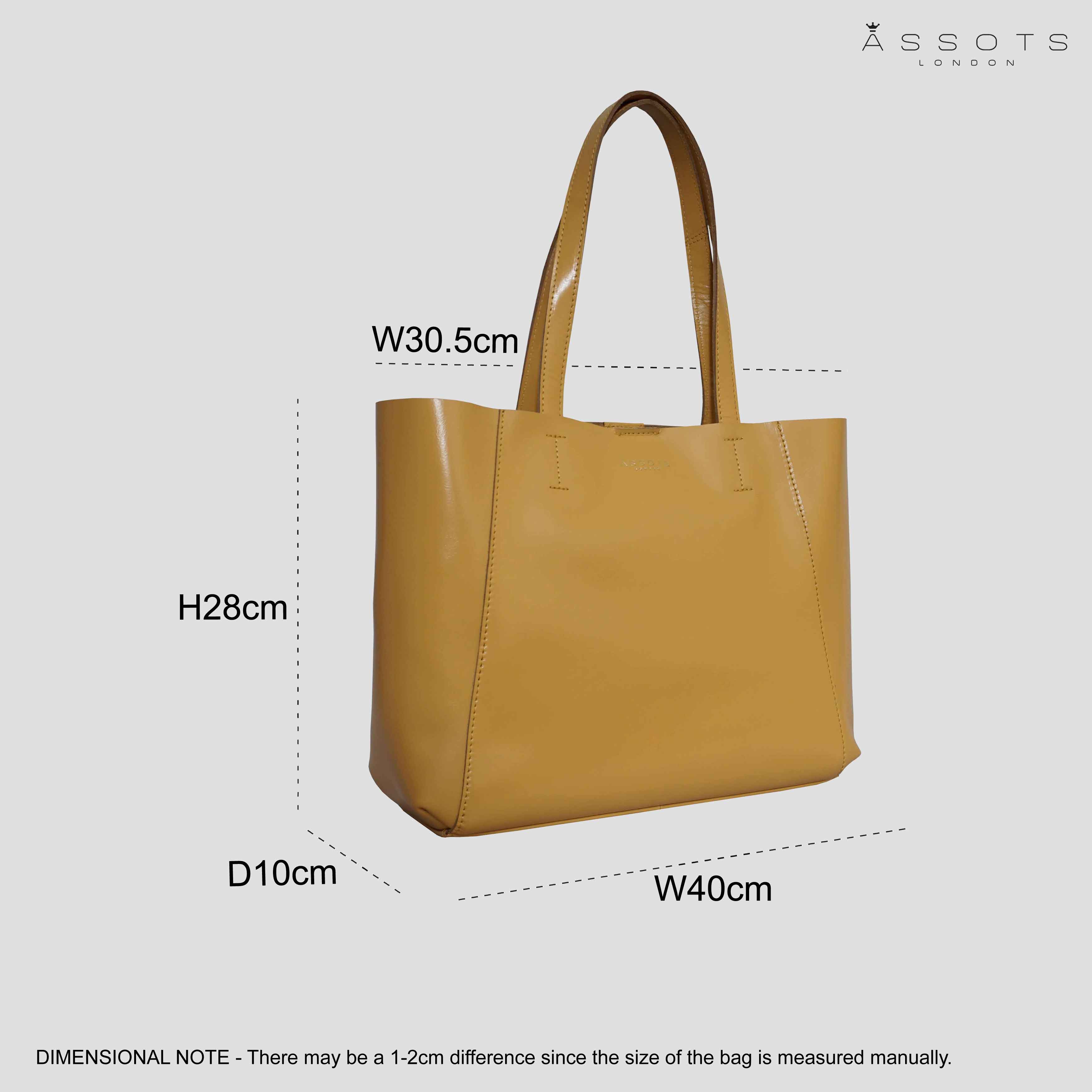 'ADELA' Mustard Smooth Real Leather Unlined Designer Tote Bag