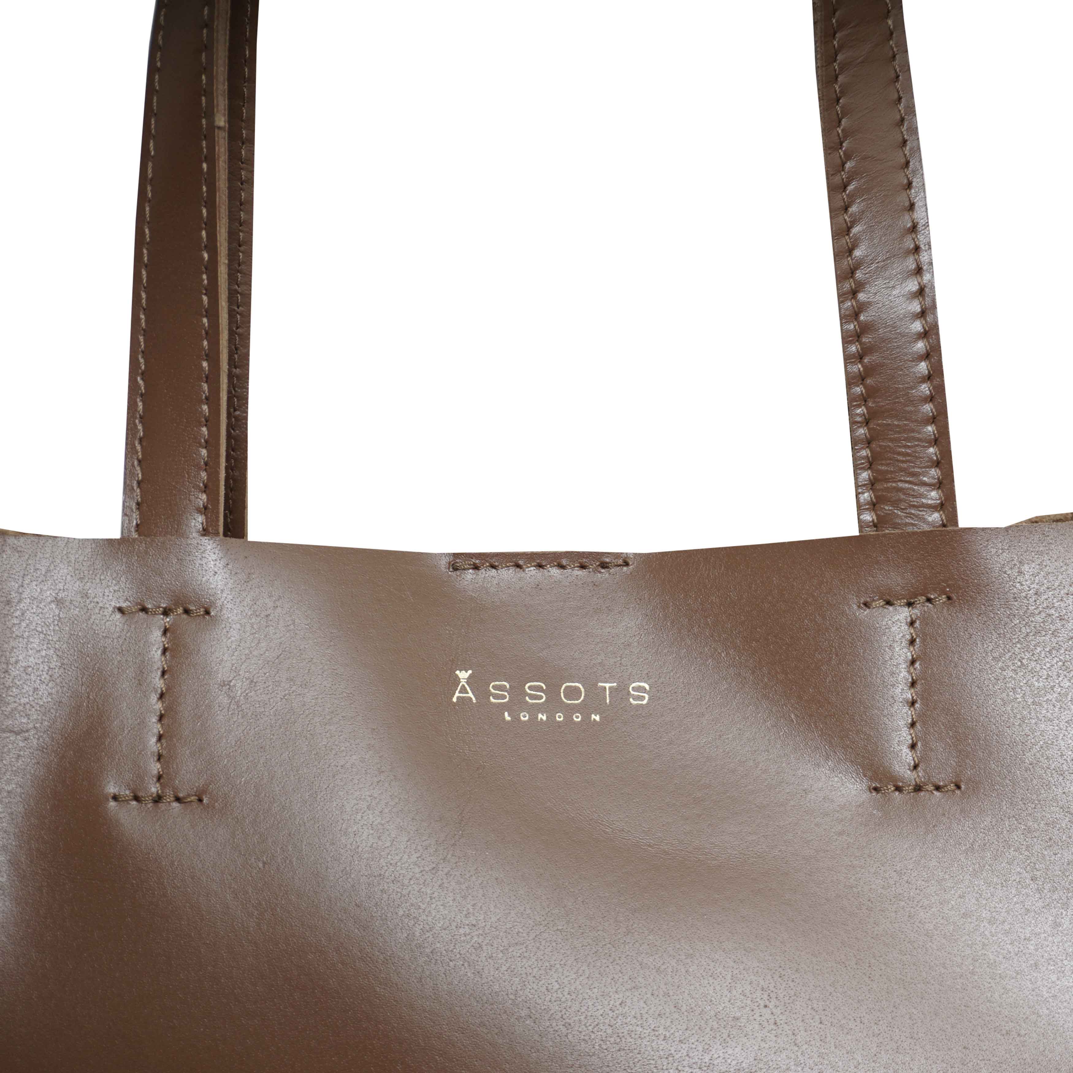'ADELA' Tan Smooth Real Leather Unlined Designer Tote Bag