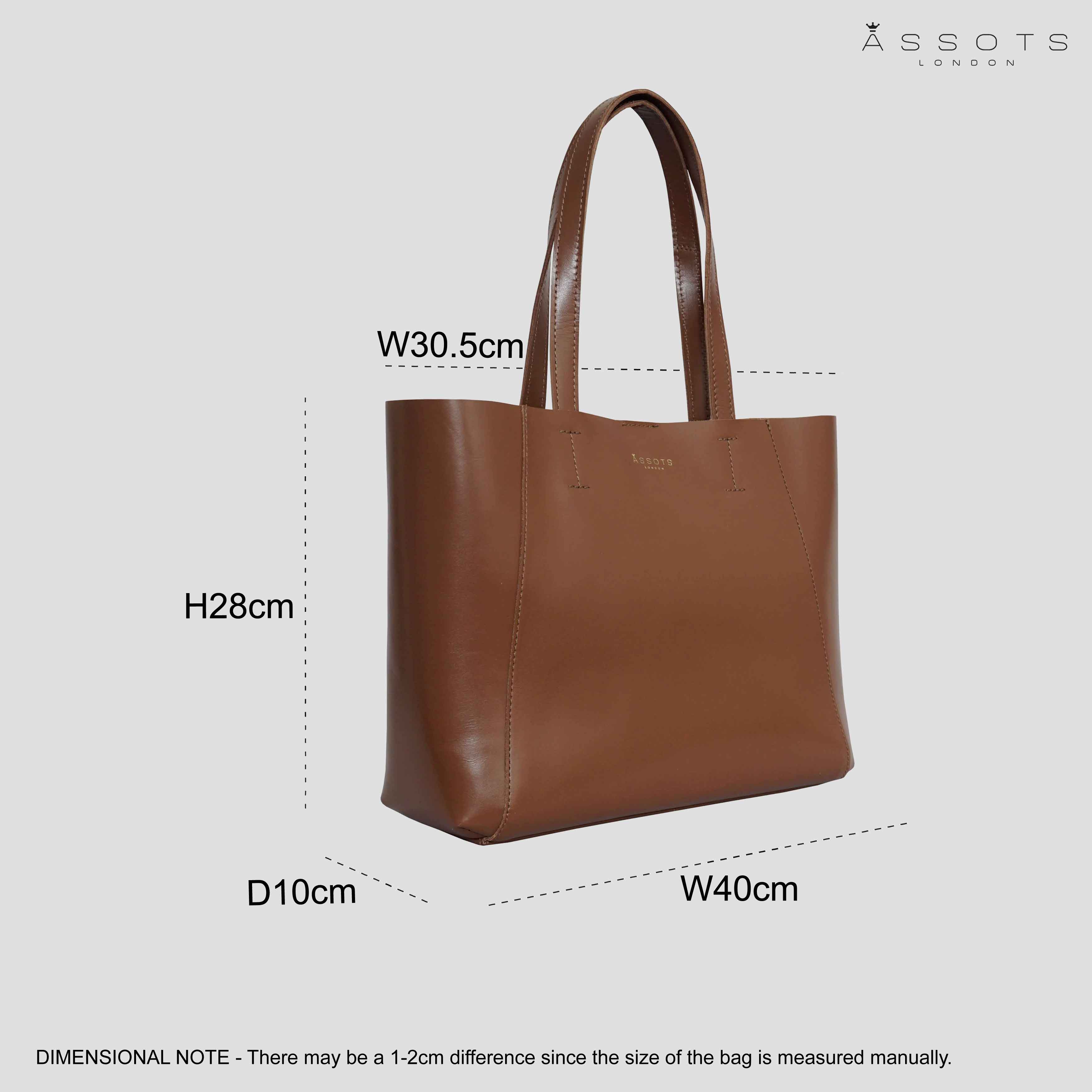 'ADELA' Tan Smooth Real Leather Unlined Designer Tote Bag