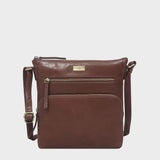'AGATHA' Brown Vintage Polished VT Real Leather Crossbody Bag