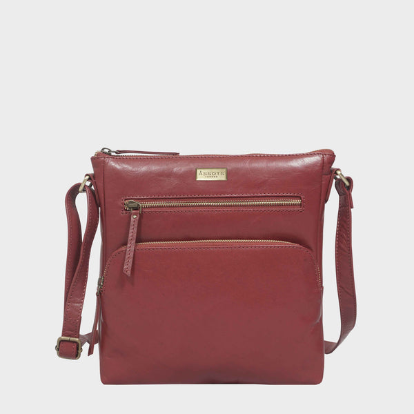 'AGATHA' Chillipepper Red Vintage Polished VT Real Leather Crossbody Bag