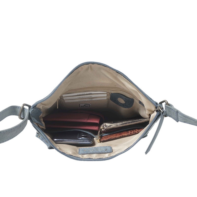 'AGATHA' Distressed Denim Vintage VT Real Leather Crossbody Bag