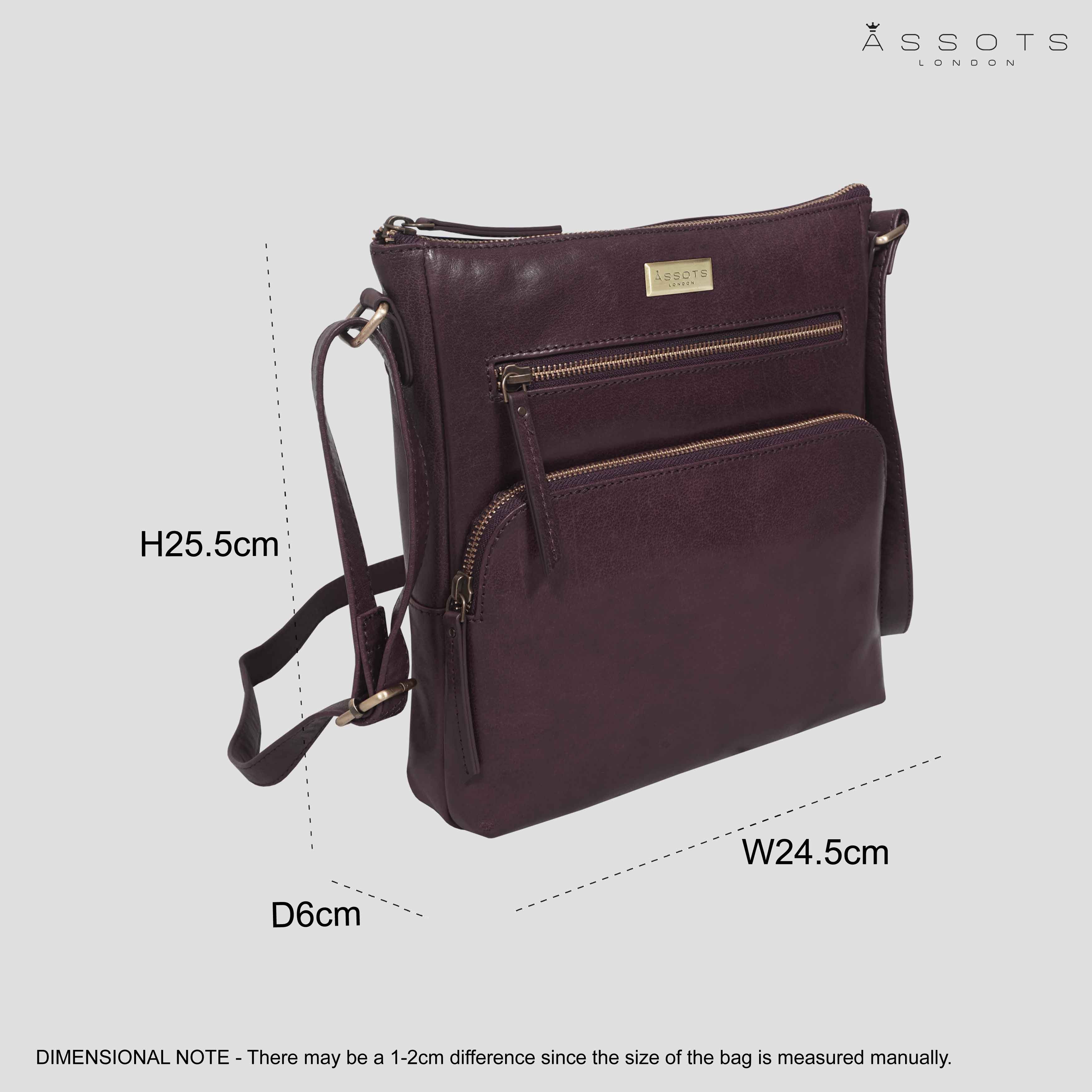 'AGATHA' Plum Vintage Polished VT Real Leather Crossbody Bag
