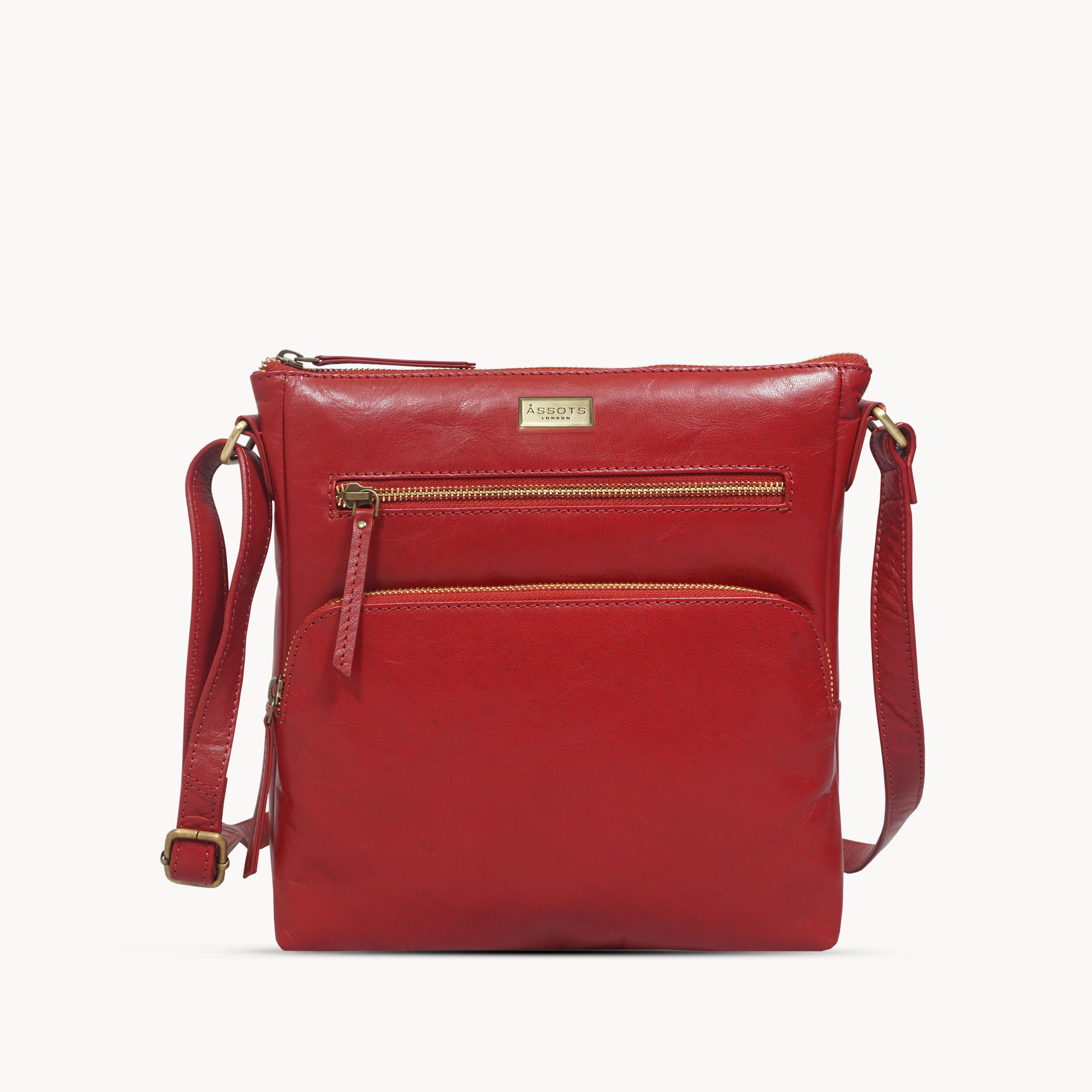 'AGATHA' Chillipepper Red Vintage Polished VT Real Leather Crossbody Bag