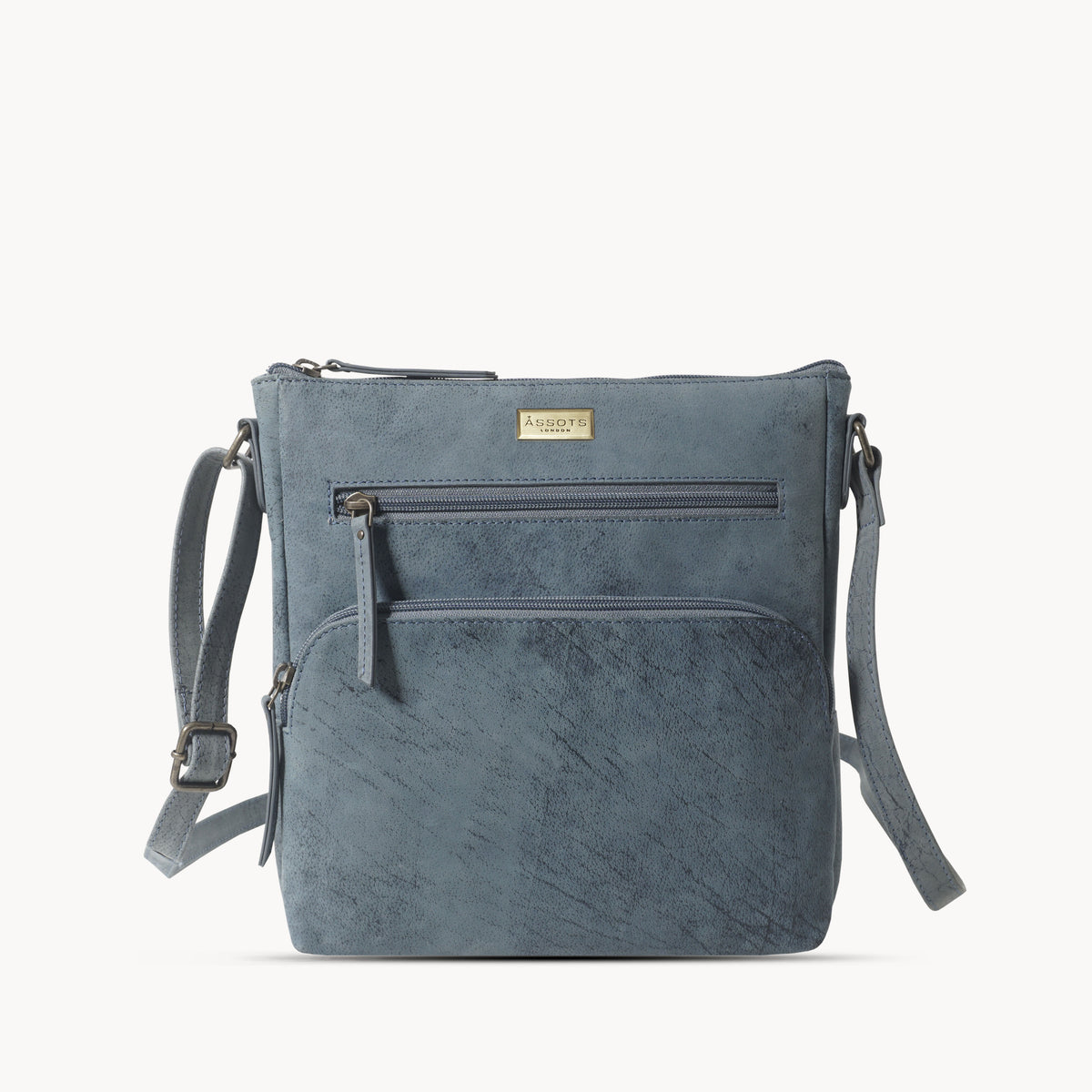 'AGATHA' Distressed Denim Vintage VT Real Leather Crossbody Bag