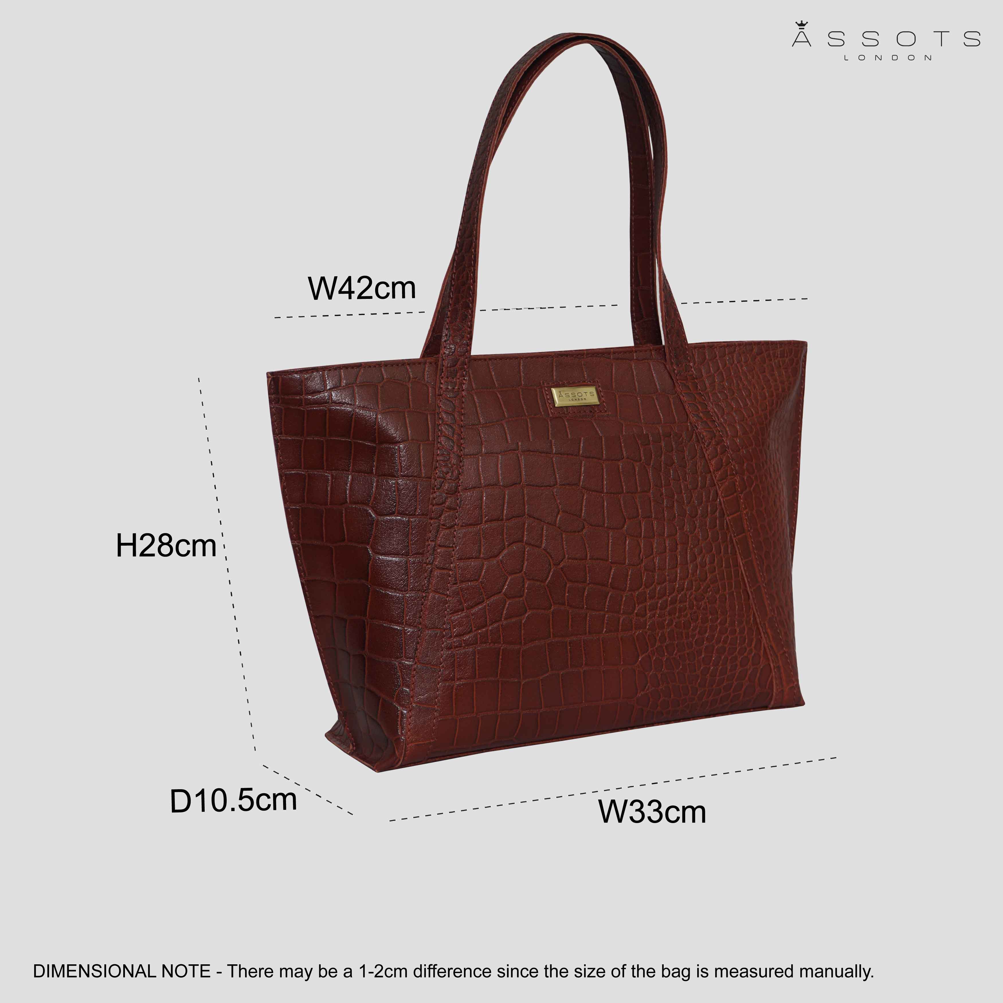 'AGNES' Red Croc Real Leather Designer Tote Bag