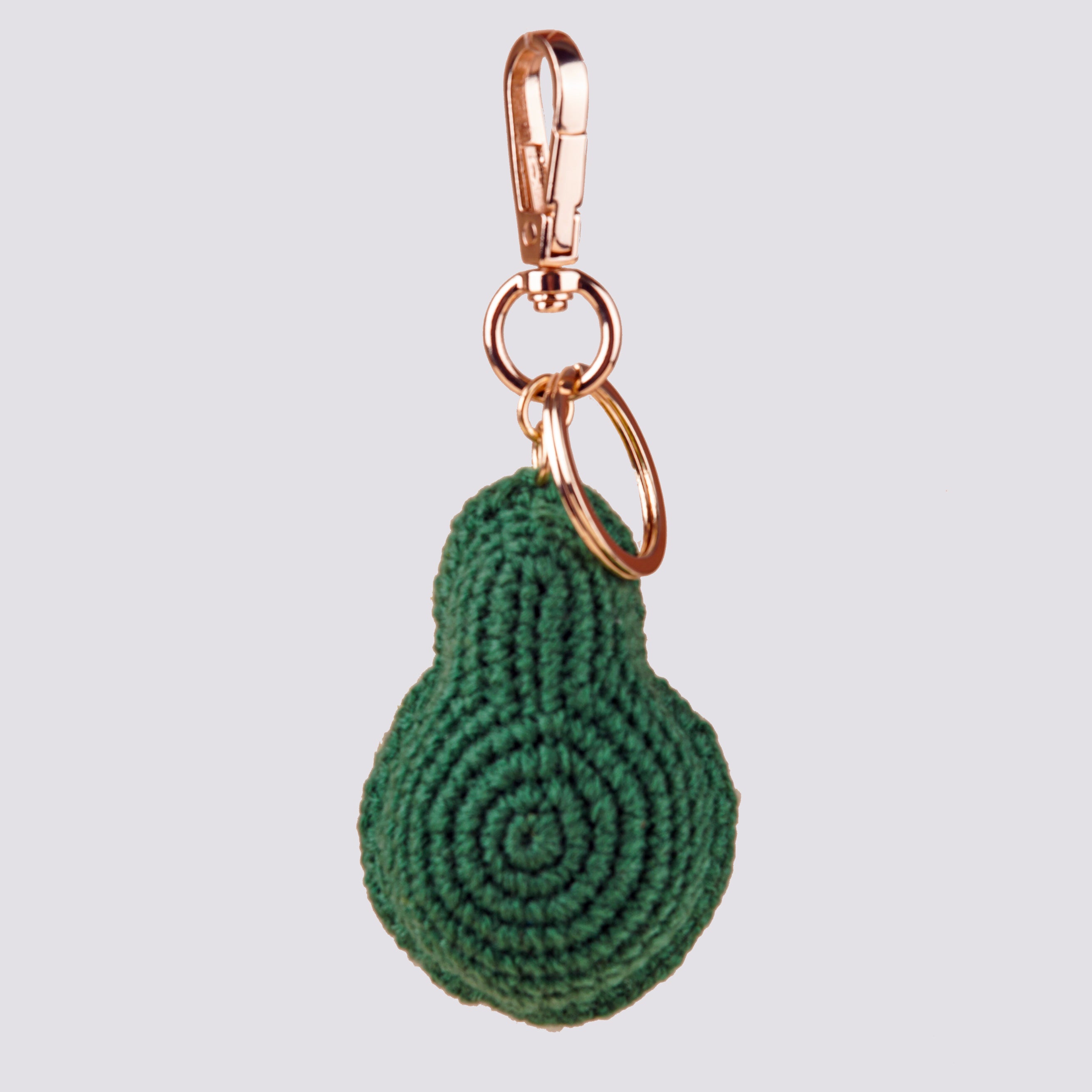 The Avocado Hand Crochet Gold Charm Keyring