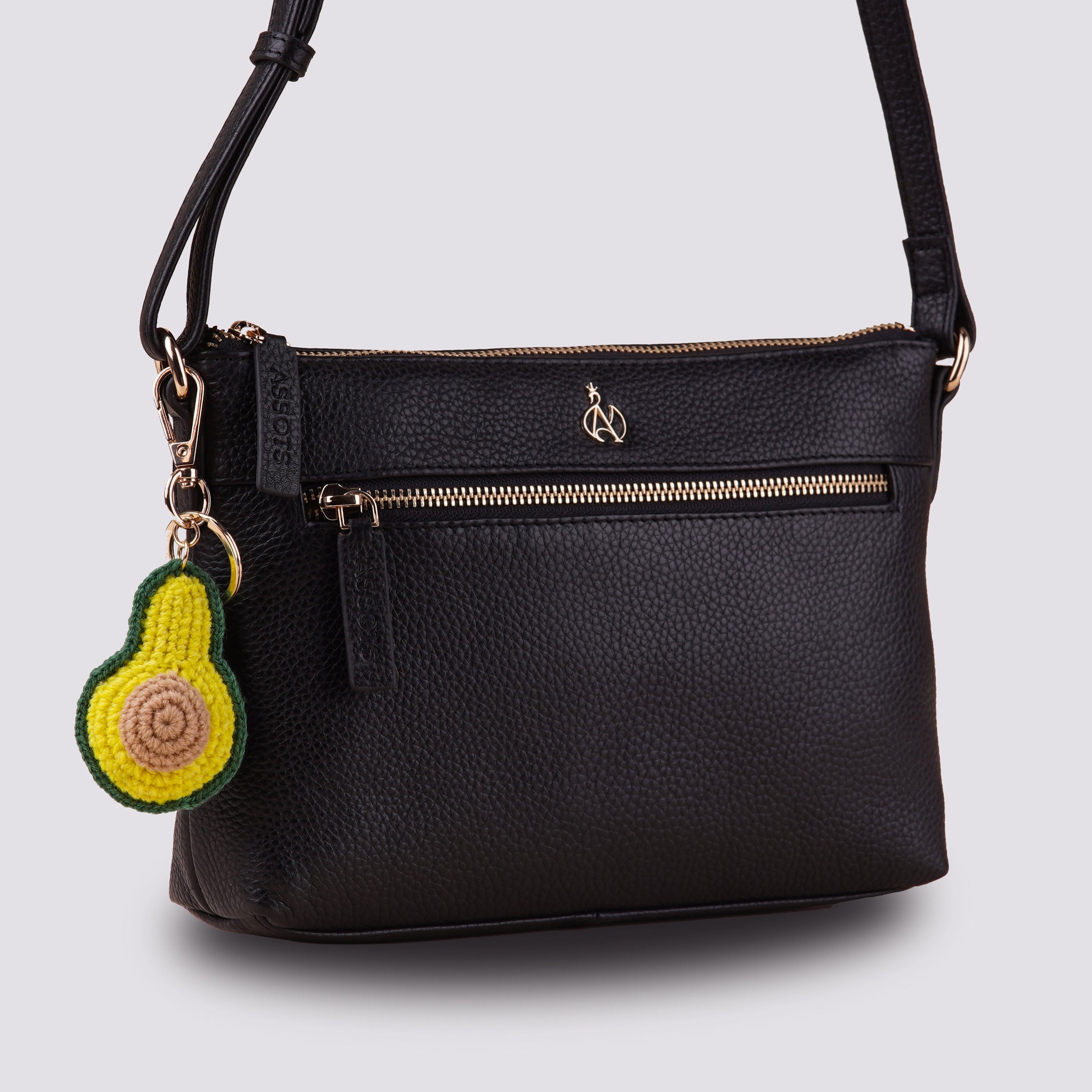 The Avocado Hand Crochet Gold Charm Keyring