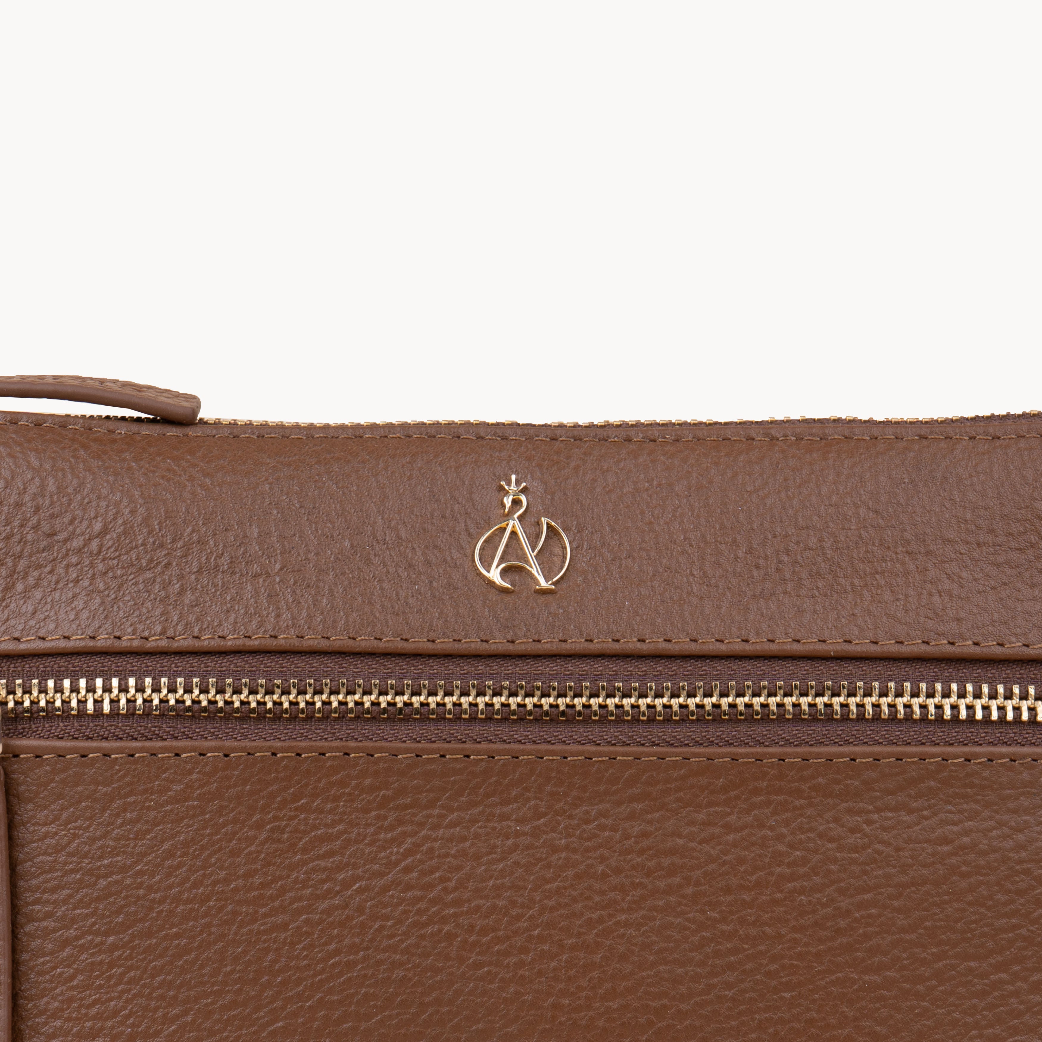 'BECKY' Tan Pebble Grain Real Leather Crossbody Bag