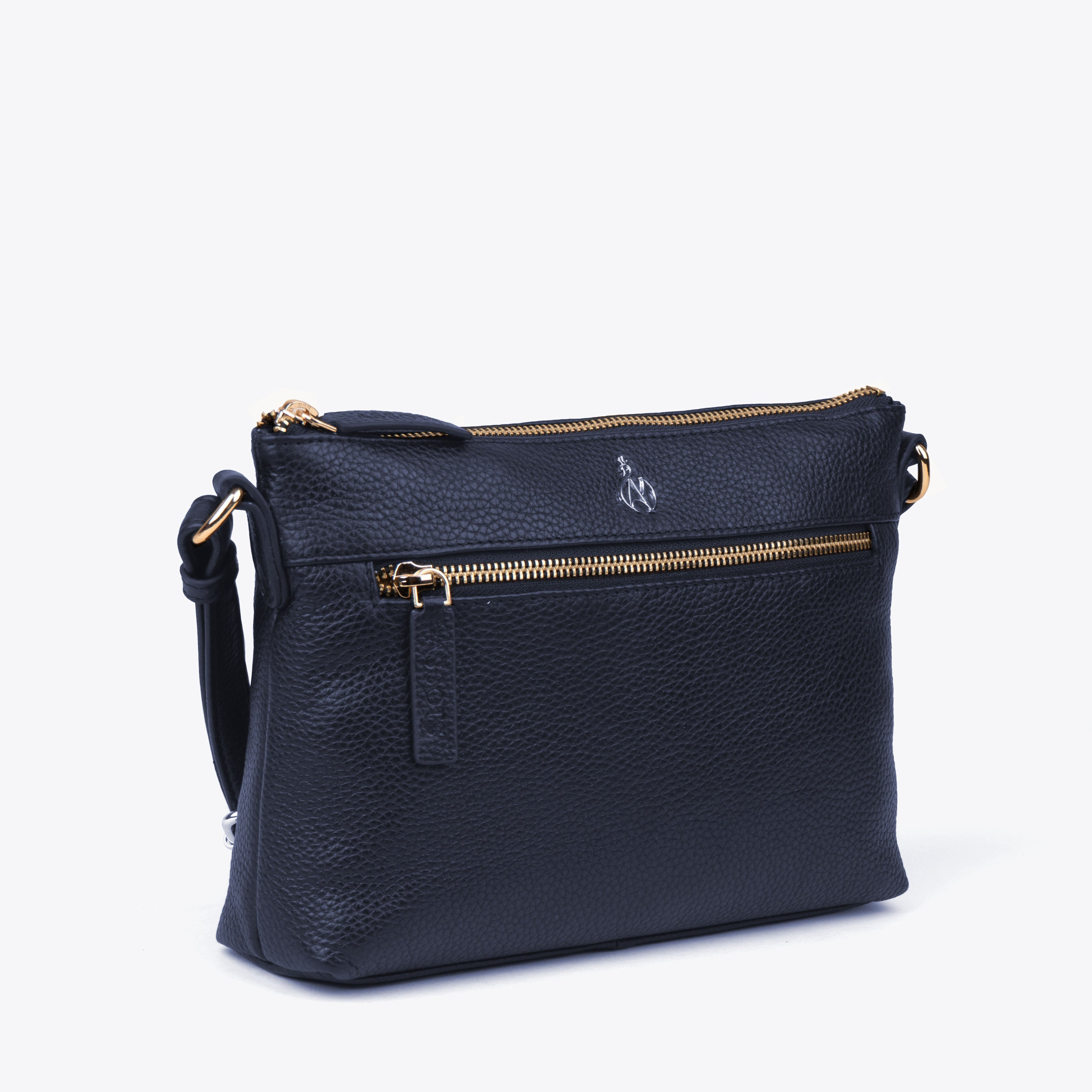 'BECKY' Navy Pebble Grain Real Leather Crossbody Bag