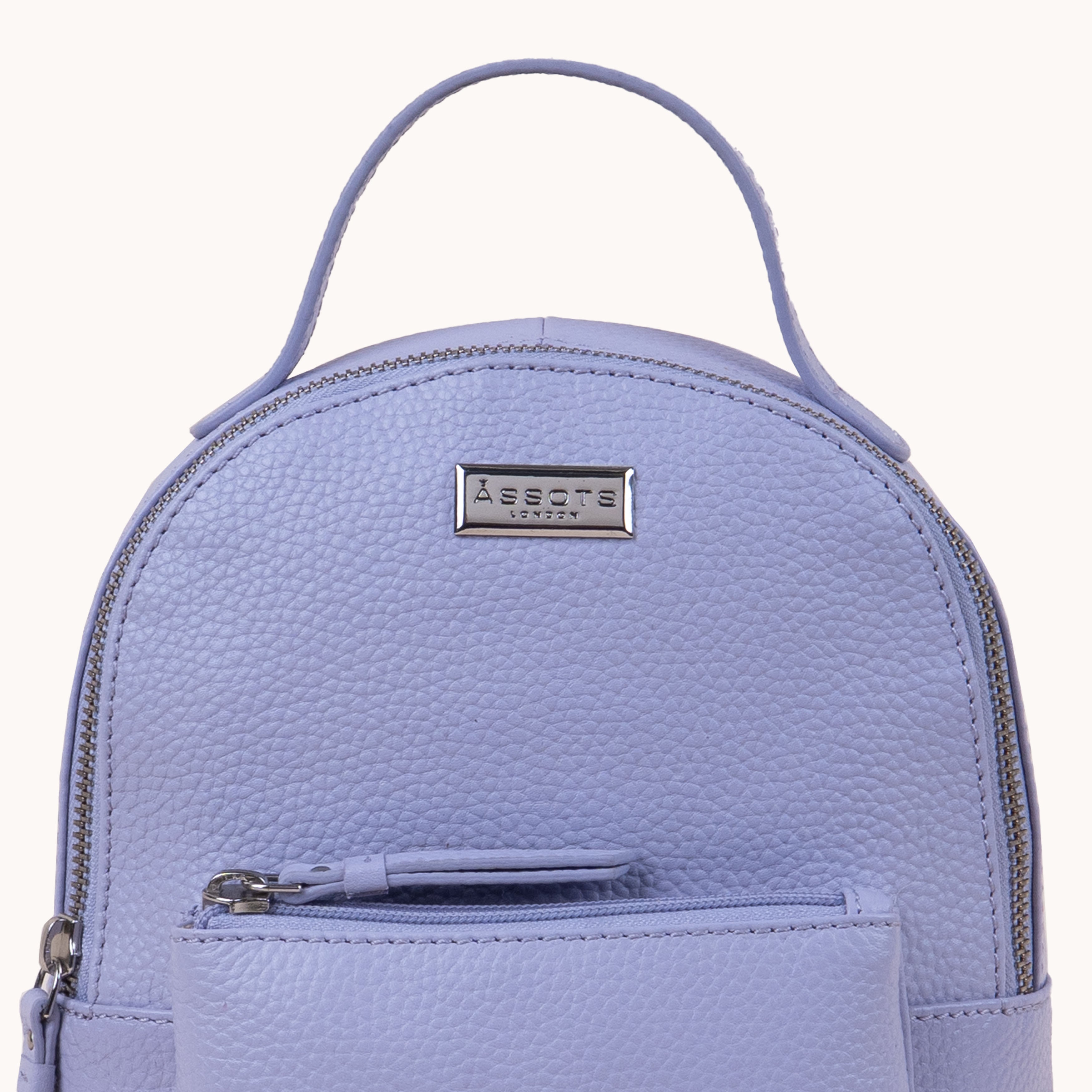 'BETTY' Lilac Pebble Grain Real Leather Mini Backpack
