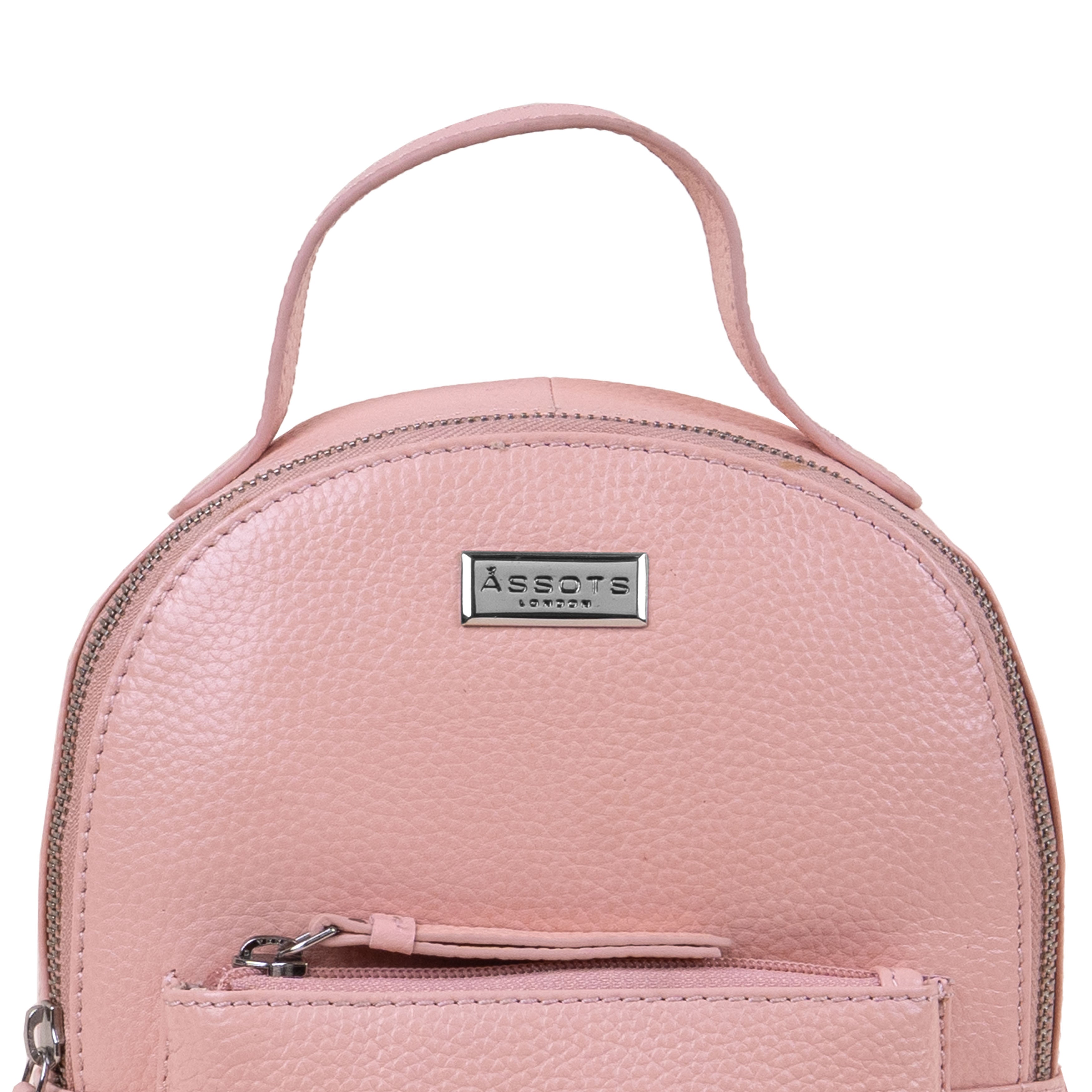 'BETTY' Peach Pebble Grain Real Leather Mini Backpack