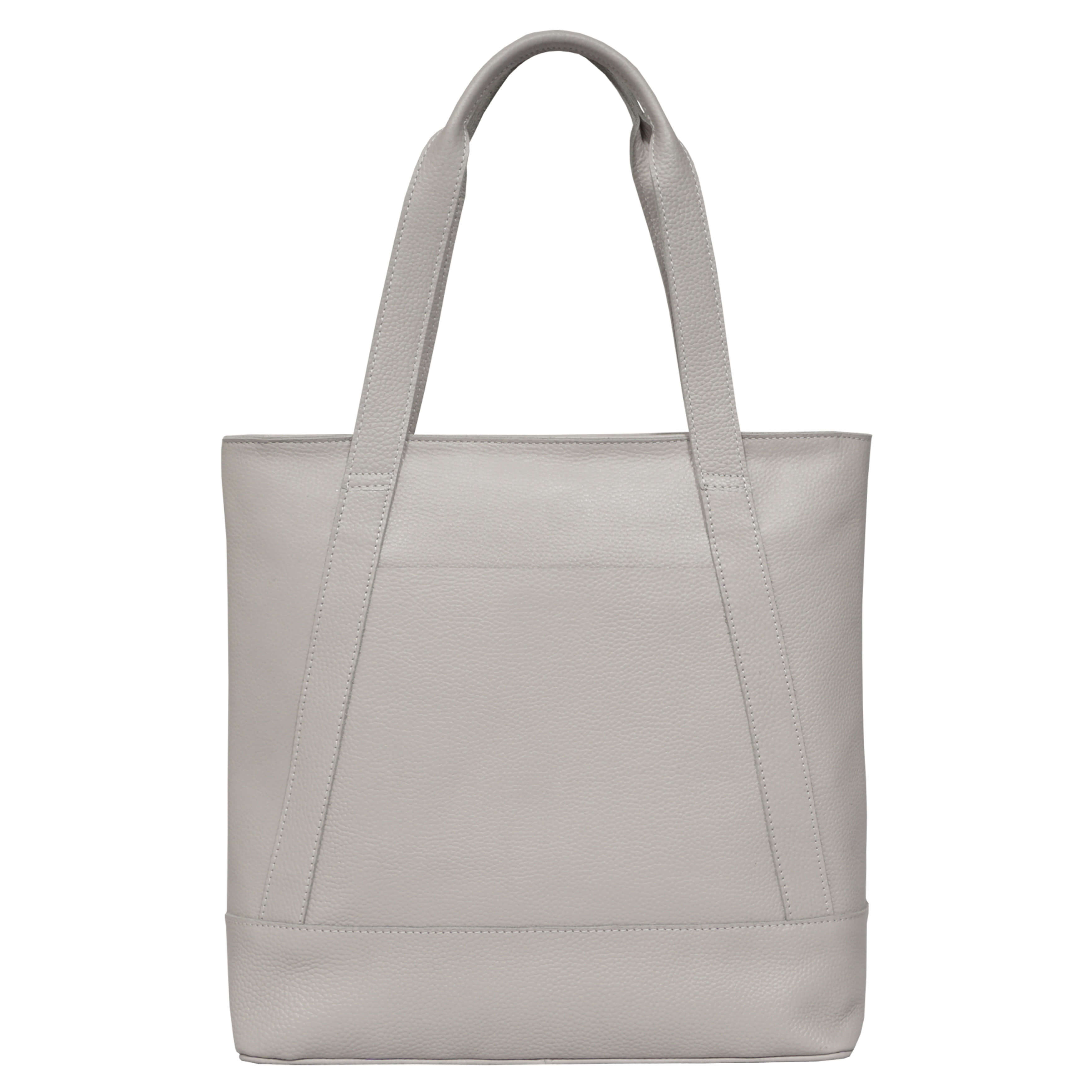 'BARBARA' Grey Soft Full Grain Leather Tote Bag