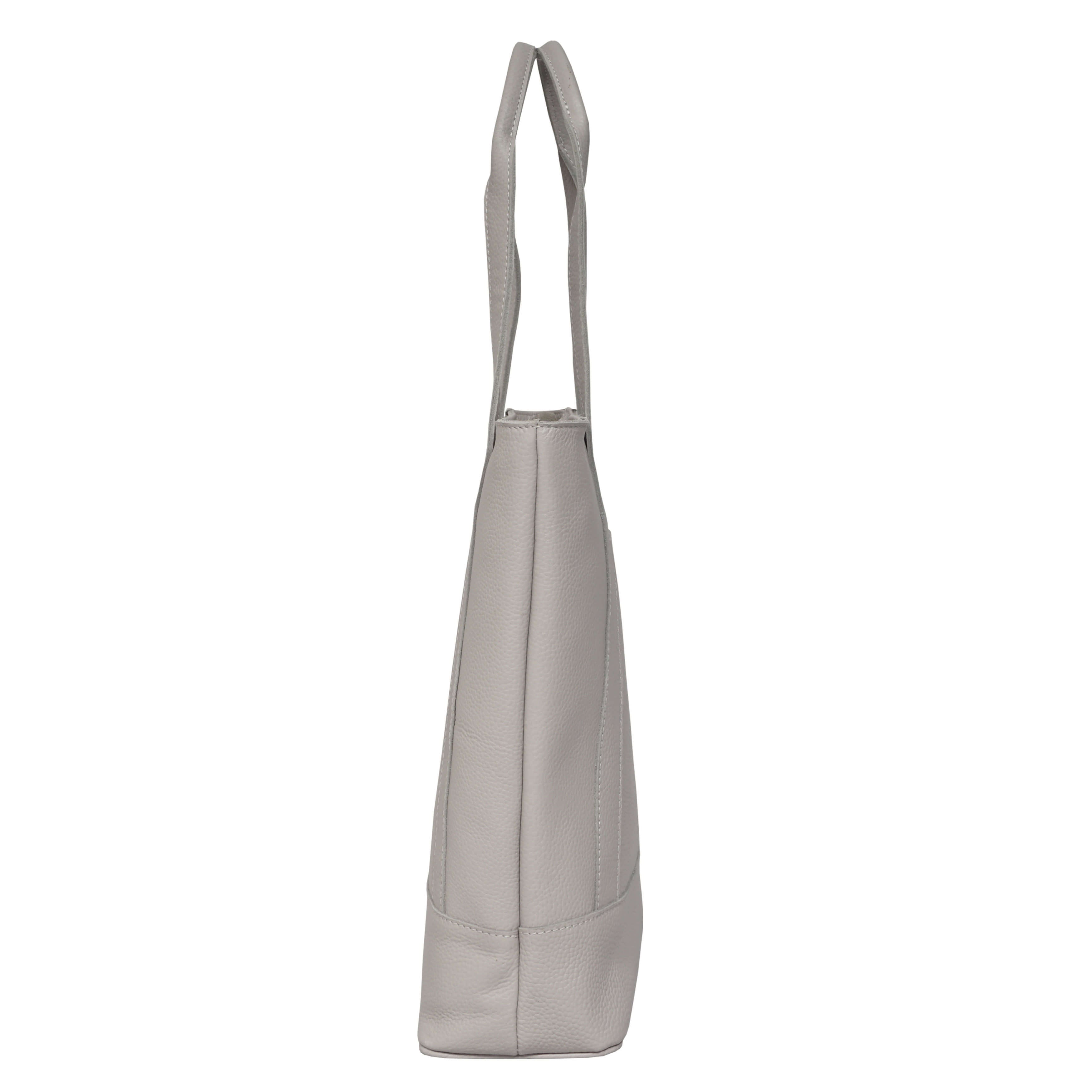 'BARBARA' Grey Soft Full Grain Leather Tote Bag
