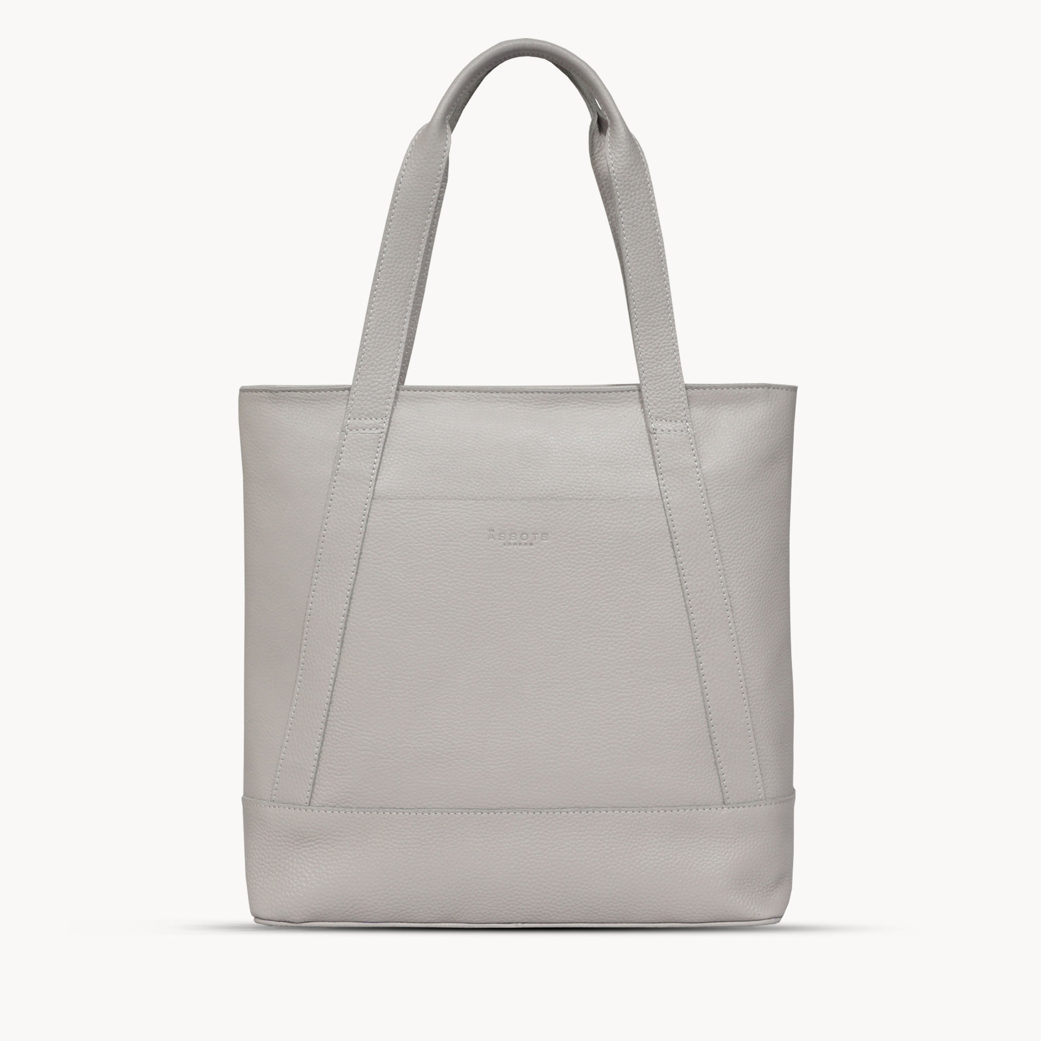 'BARBARA' Grey Soft Full Grain Leather Tote Bag
