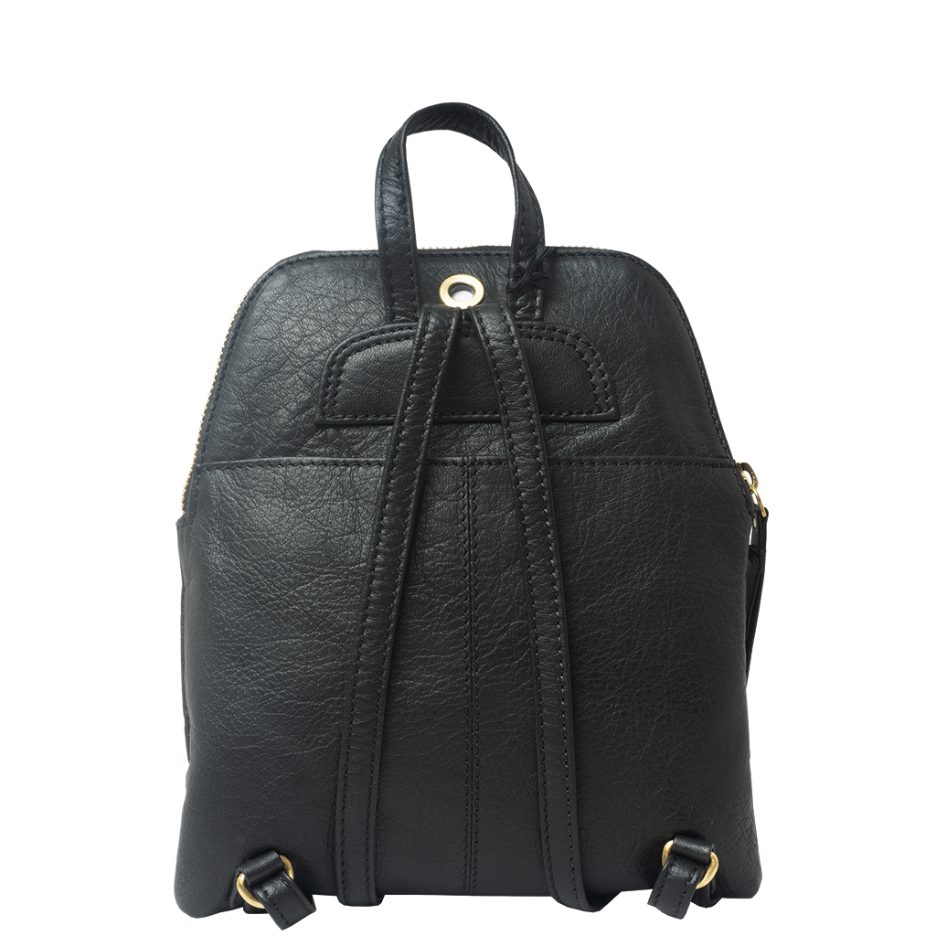 'BELLA' Black Pebble Grain Small Leather Backpack