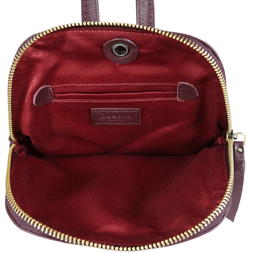 'BELLA' Burgundy Pebble Grain Small Leather Backpack
