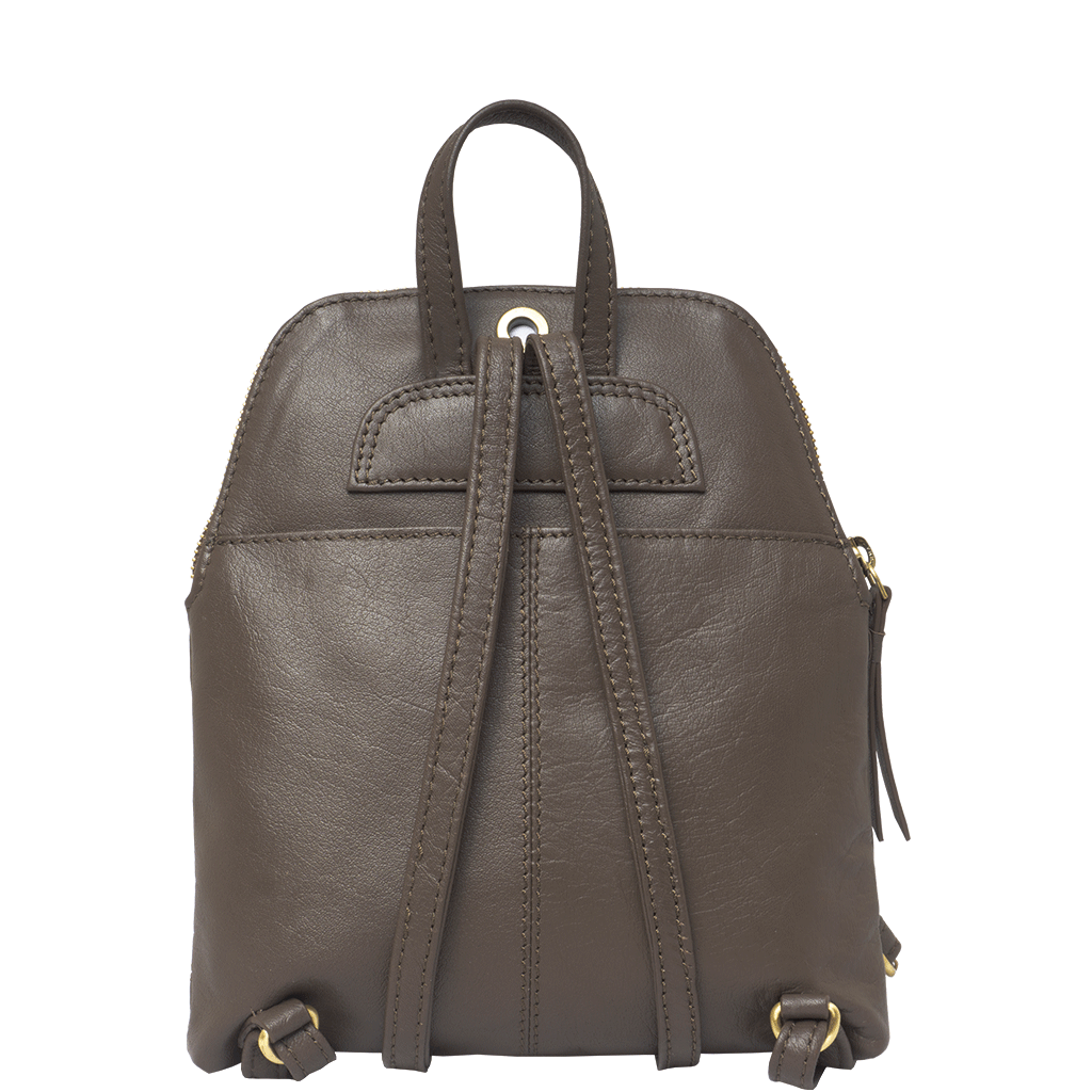 'BELLA' Mokka Brown Pebble Grain Small Leather Backpack