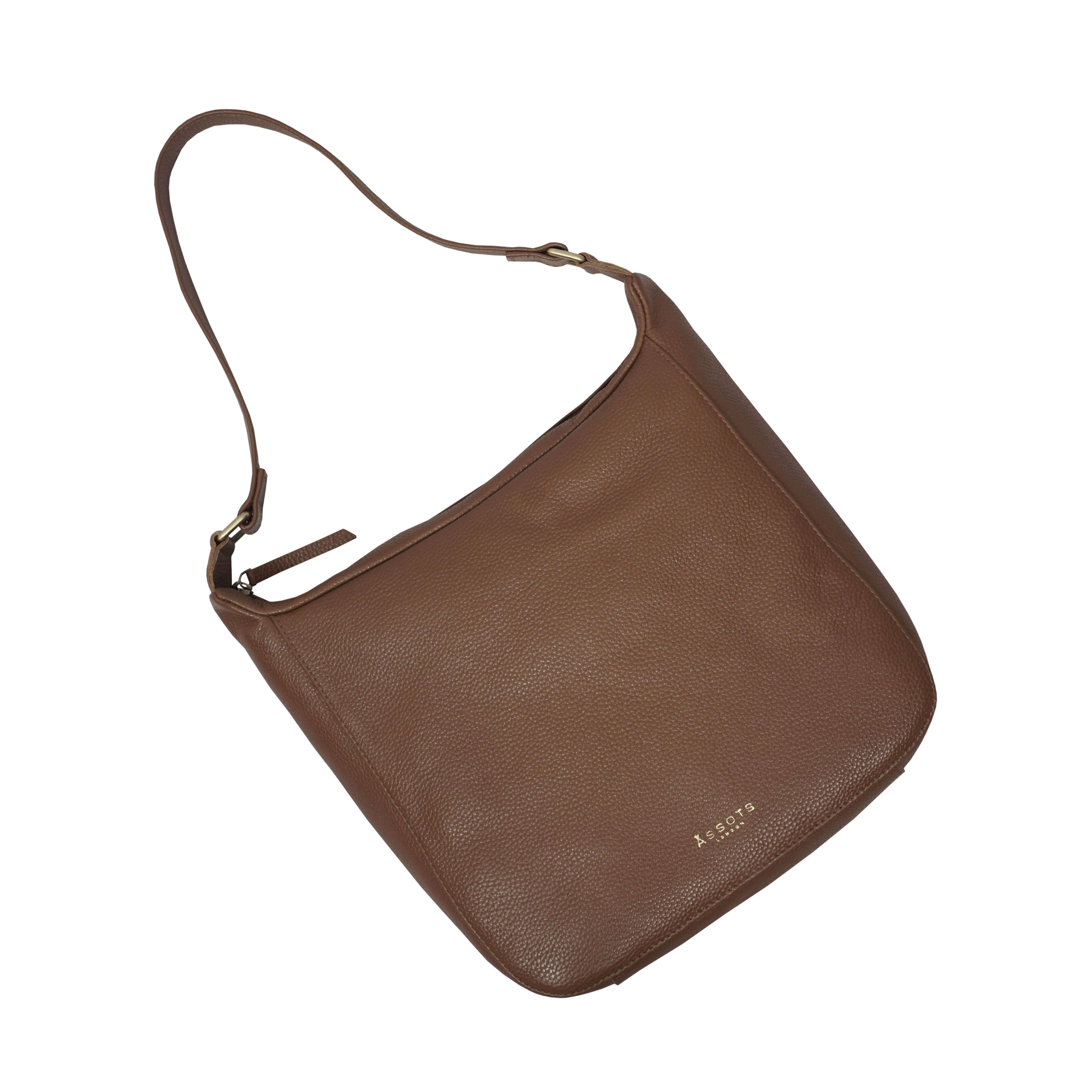'BIANCA' Tan Pebble Grain Leather Slouchy Hobo Bag