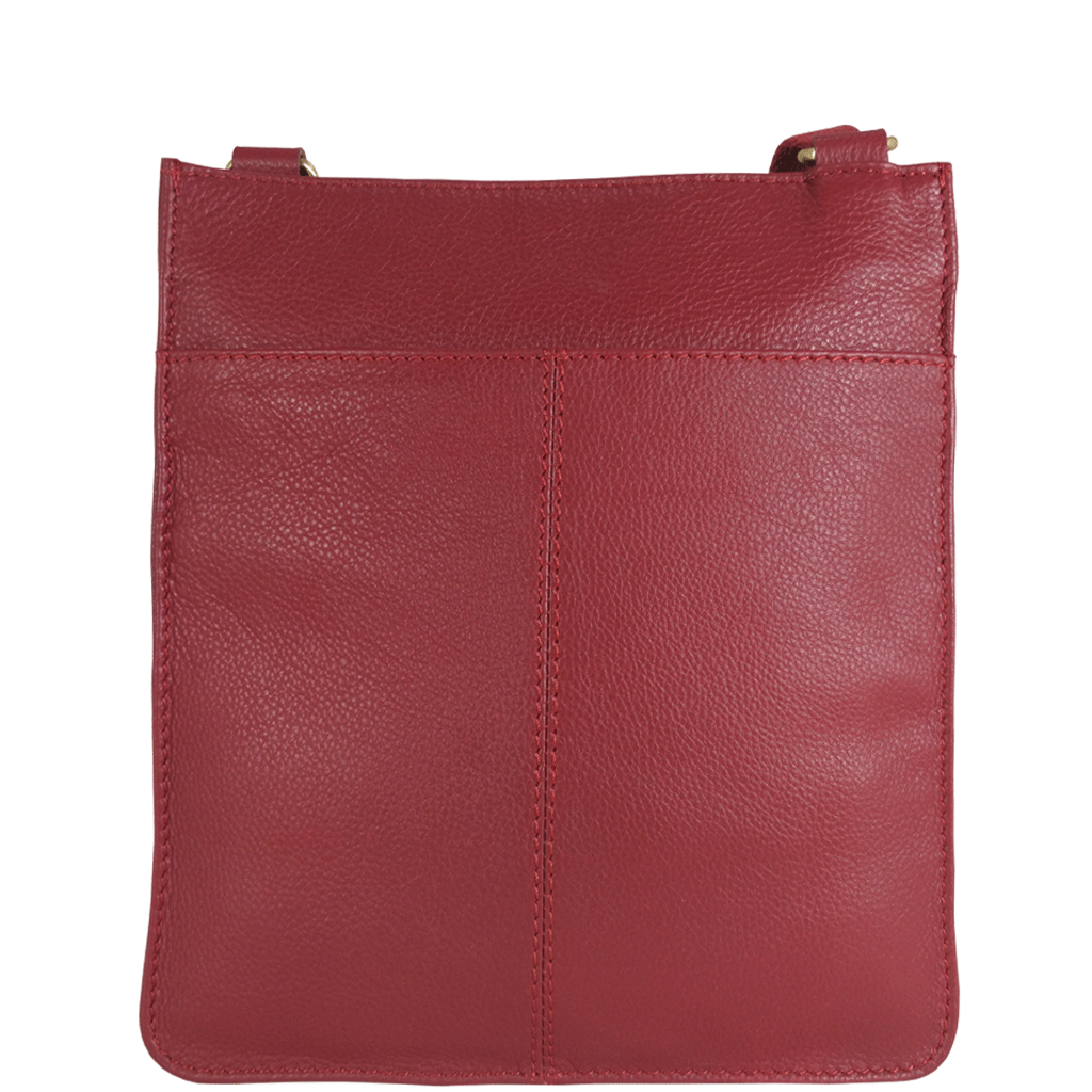 'BRYN' Paprika Red Nappa Pebble Grain Leather Crossbody Bag