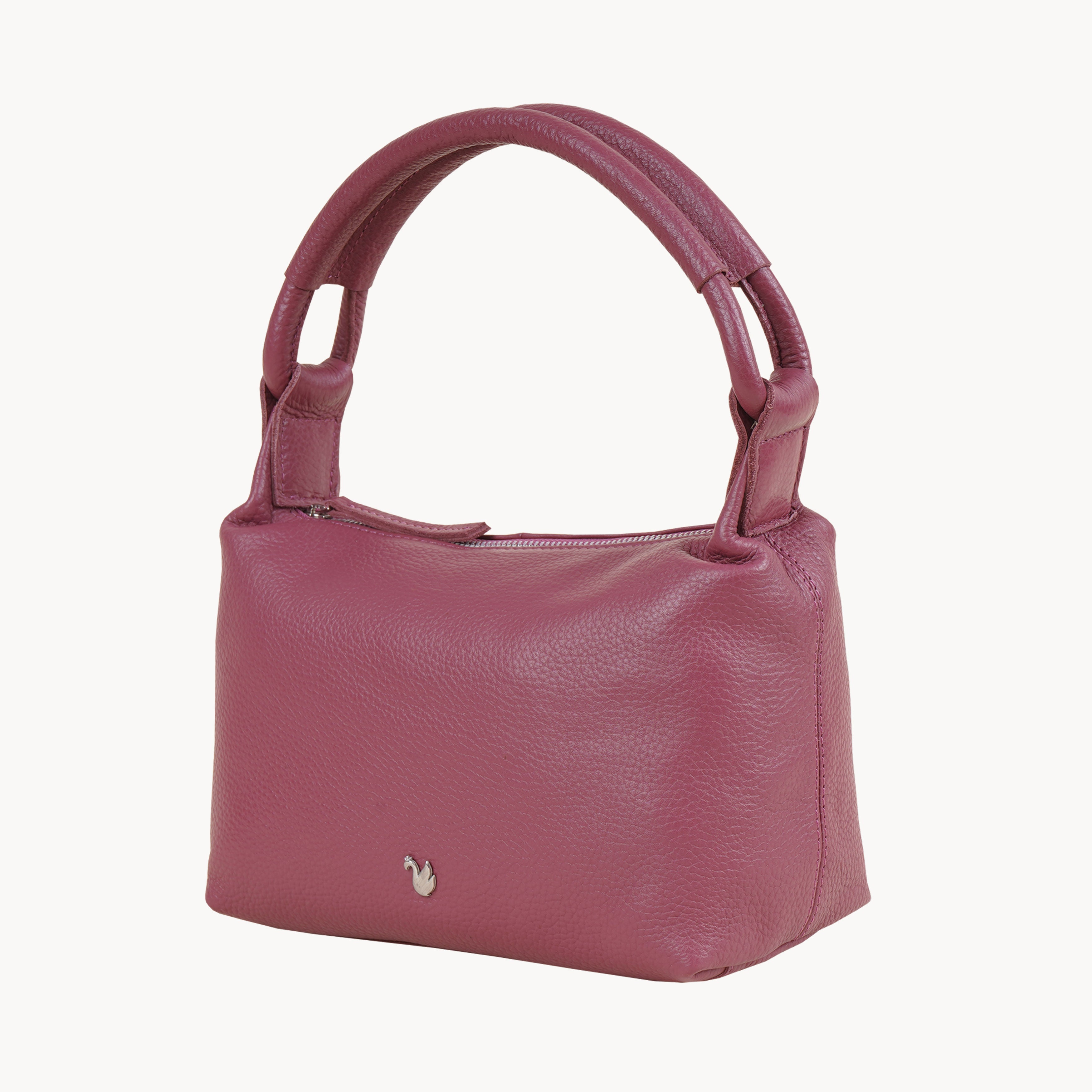 'City Bag' Carmine Pink Soft Pebble Grain Leather Shoulder Bag