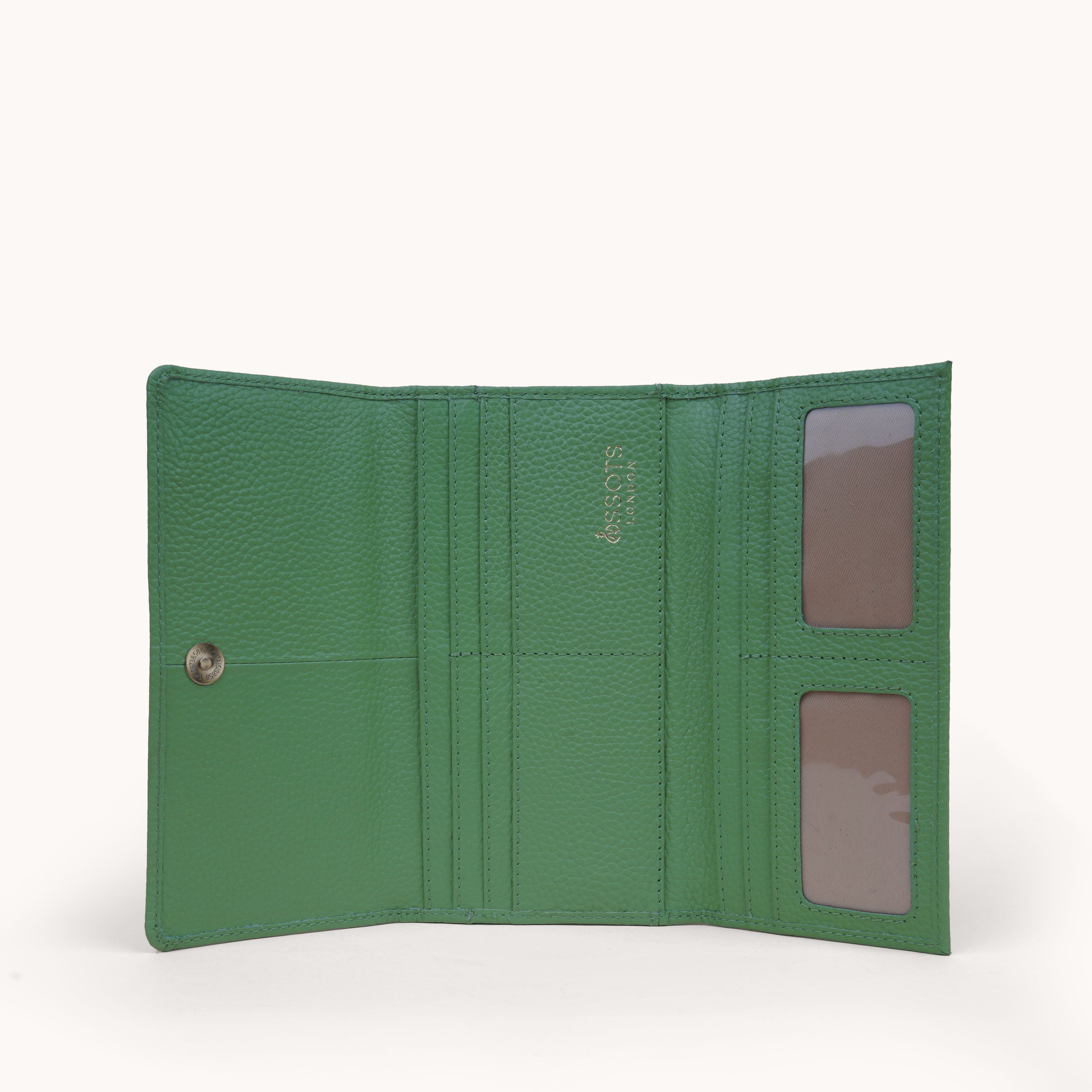 'CLAIRE' Matcha Green Real Leather Flap Over Purse
