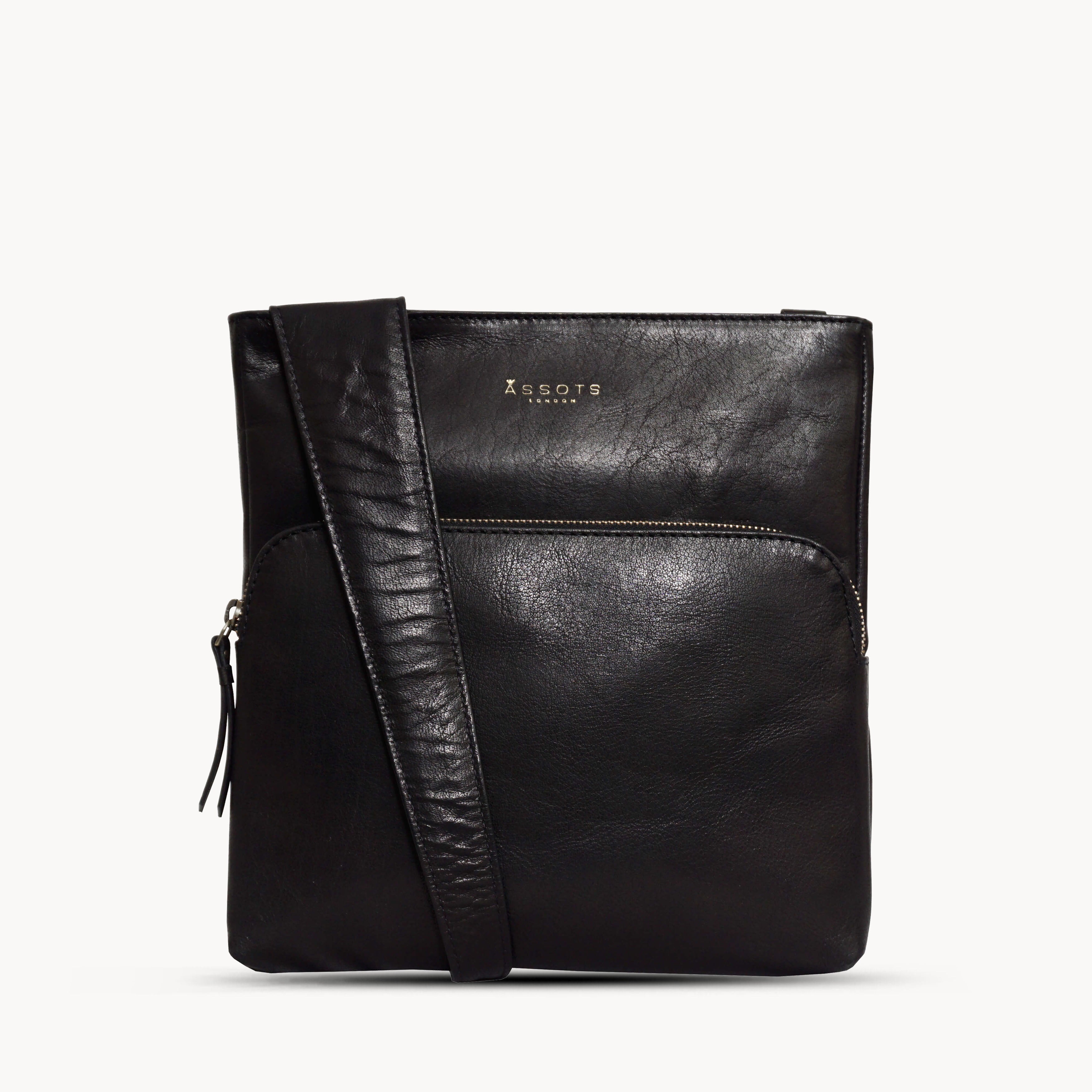 'CANARY' Black Vintage Leather Crossbody bag