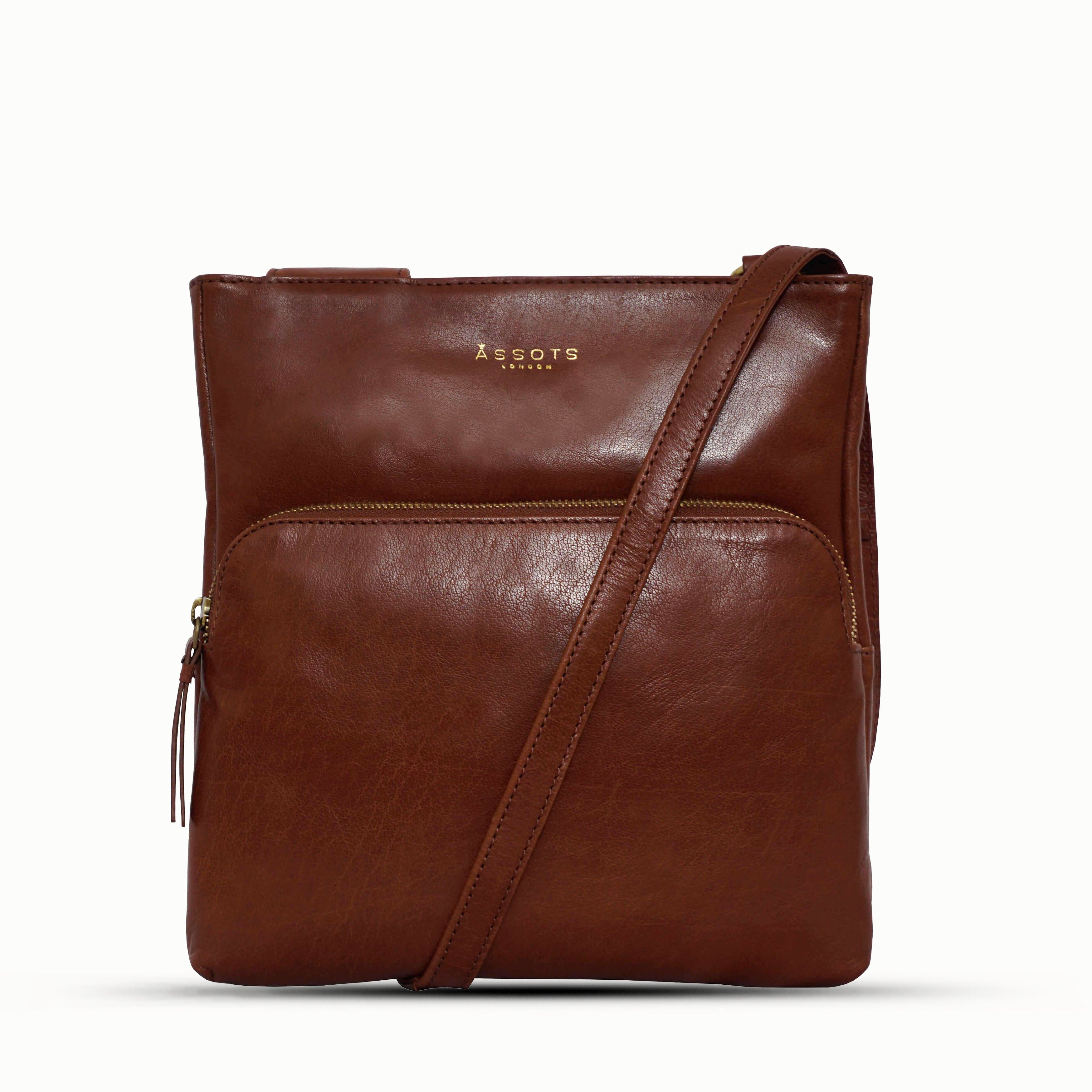 Vintage Leather Crossbody Satchel Purse - Brown Handcrafted Shoulder Bag With Adjustable Strap