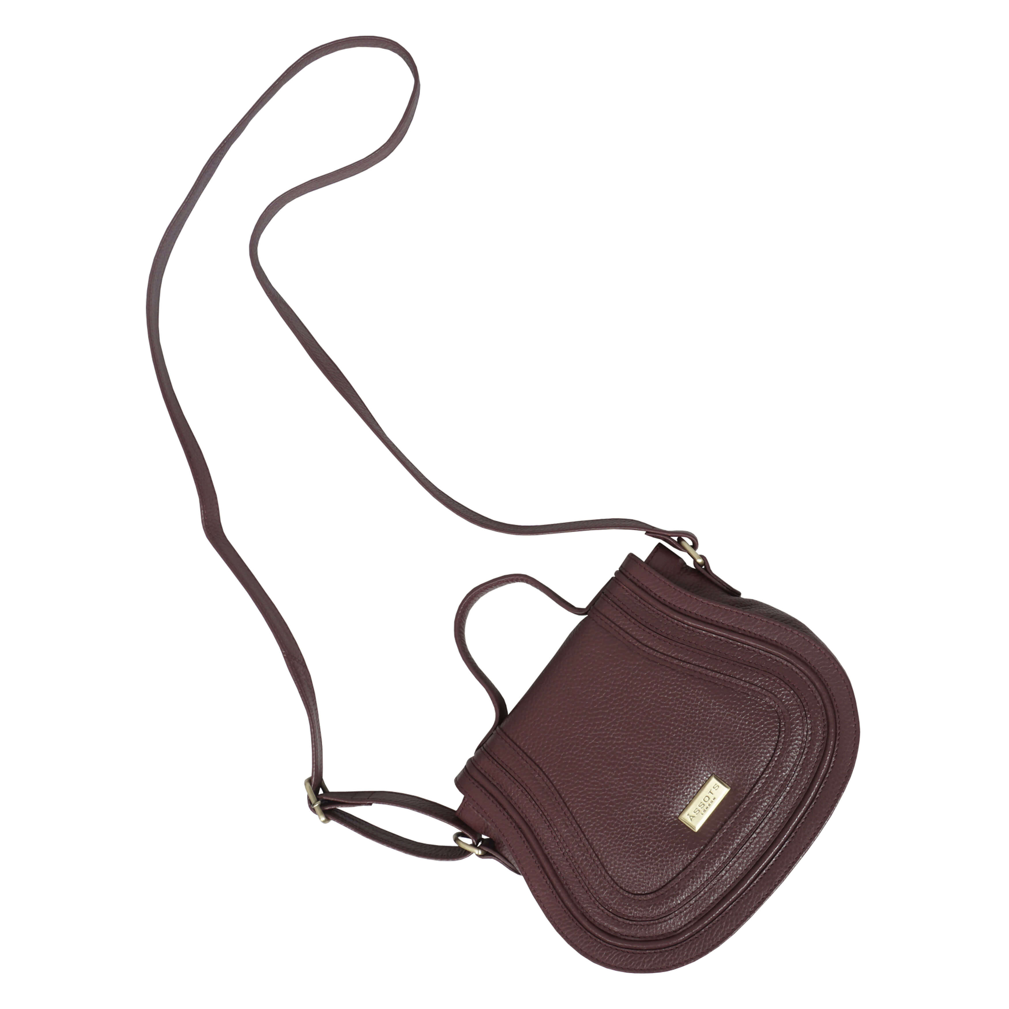 'CARMEL' Maroon Red Real Leather Shoulder Crossbody Bag